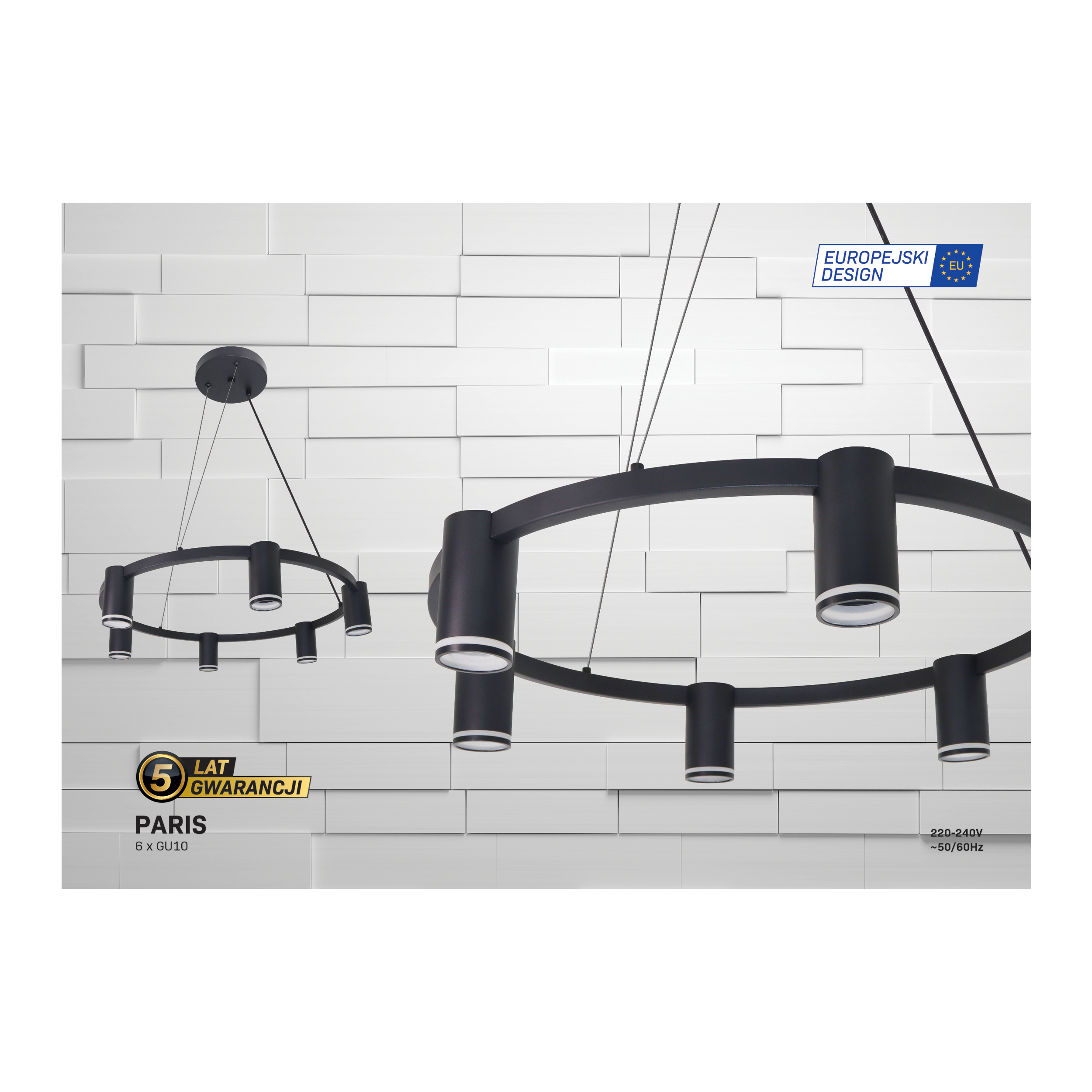 Lampa wisząca Paris czarna 6 x GU10 Goldlux - 5