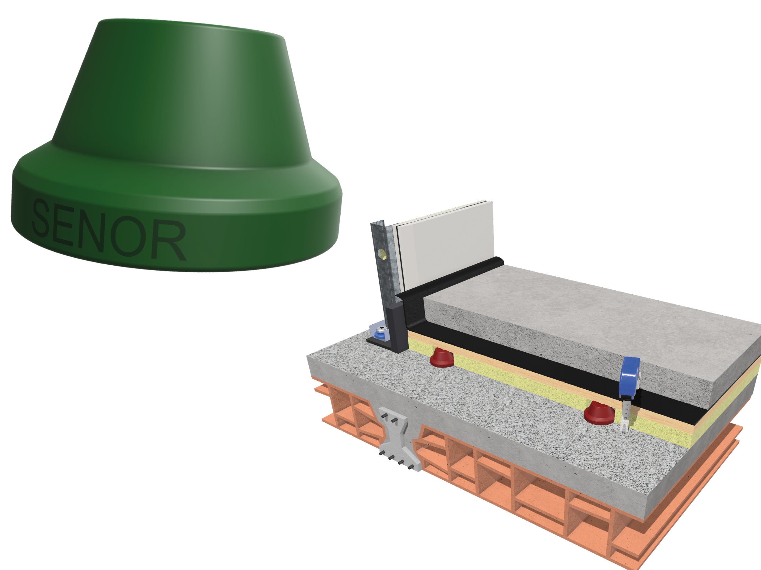 Amortiguador de goma SE-TSC-20 V/30 SENOR para suelos acústicos/30 uds. - 2