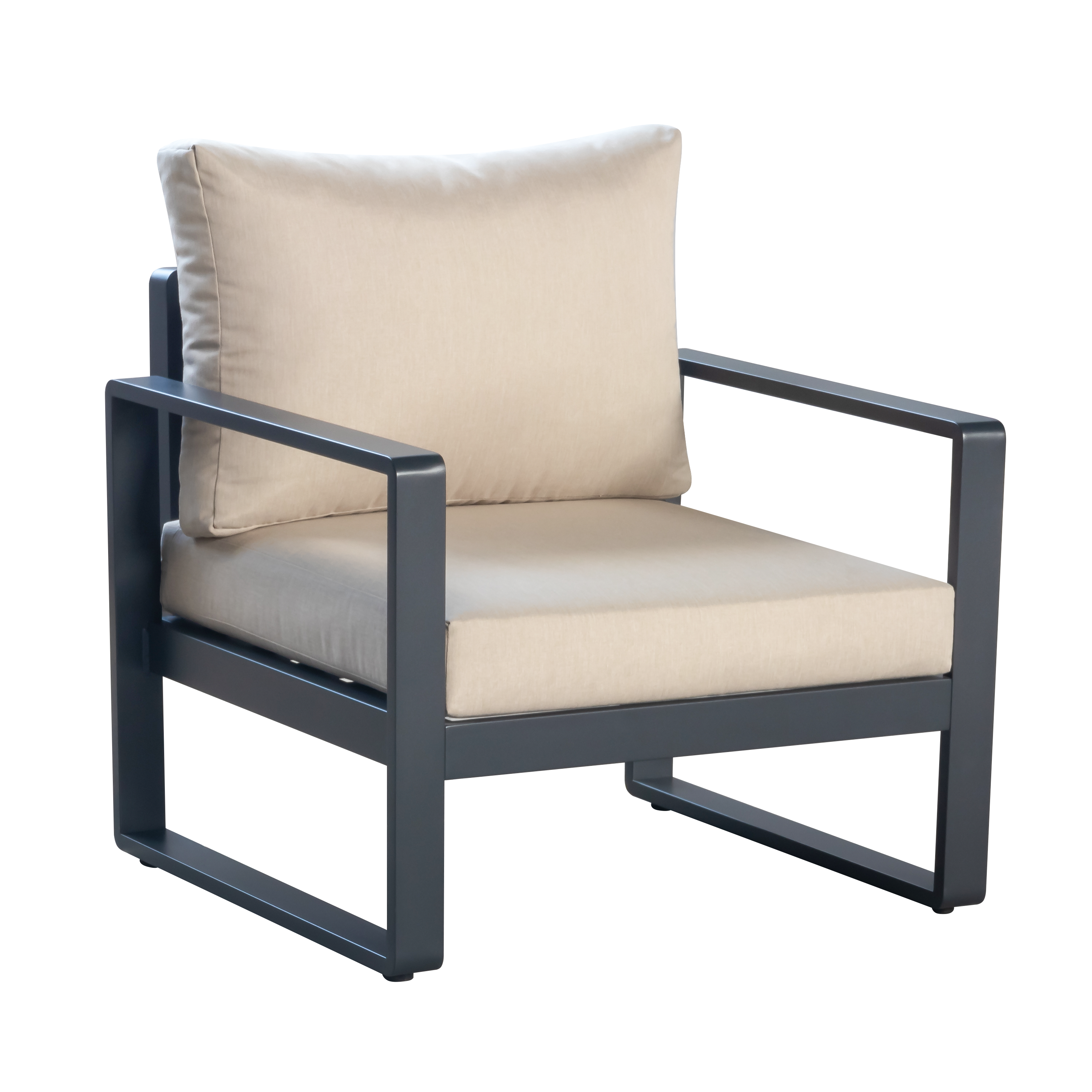 Sillón de jardín con cojín de jardín de aluminio artemis gris