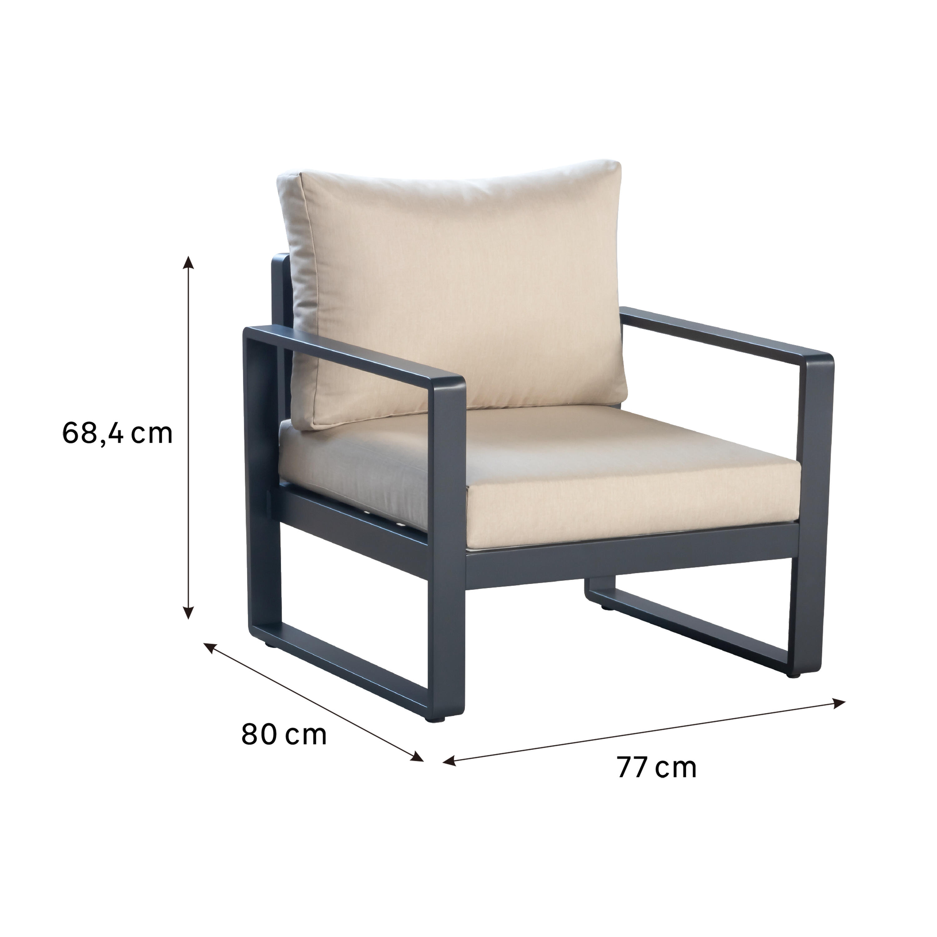 Sillón de jardín con cojín de jardín de aluminio Artemis gris - 5
