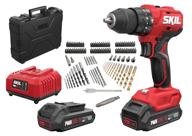 Taladro percutor a batería Brushless SKIL 20V - 3021HC + 2 Baterías 2.0 Ah + Cargador + Maletín + Accessorios