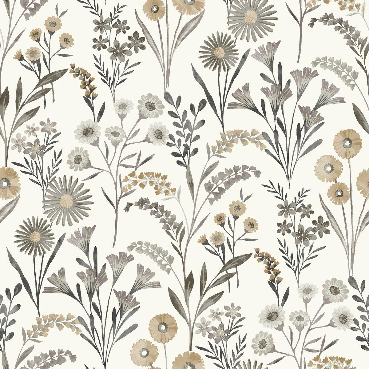 Papel pintado vinilo aplicación cola en pared Floral vegetal Meadow blanco, verde  INSPIRE 53cmx10.05m lavable - 3