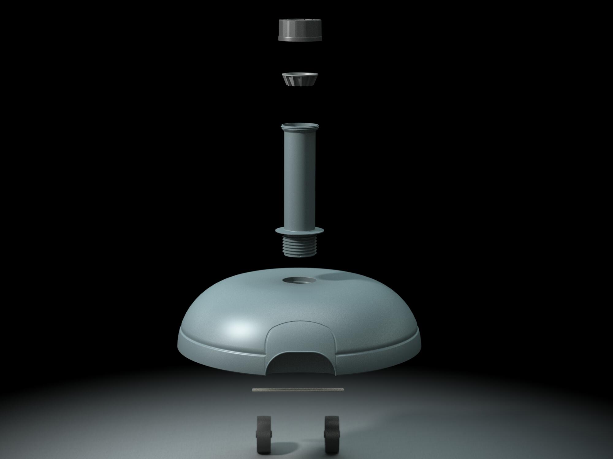 Pied de parasol lesté 2 roues et poignée anthracite, 30 kg - 2