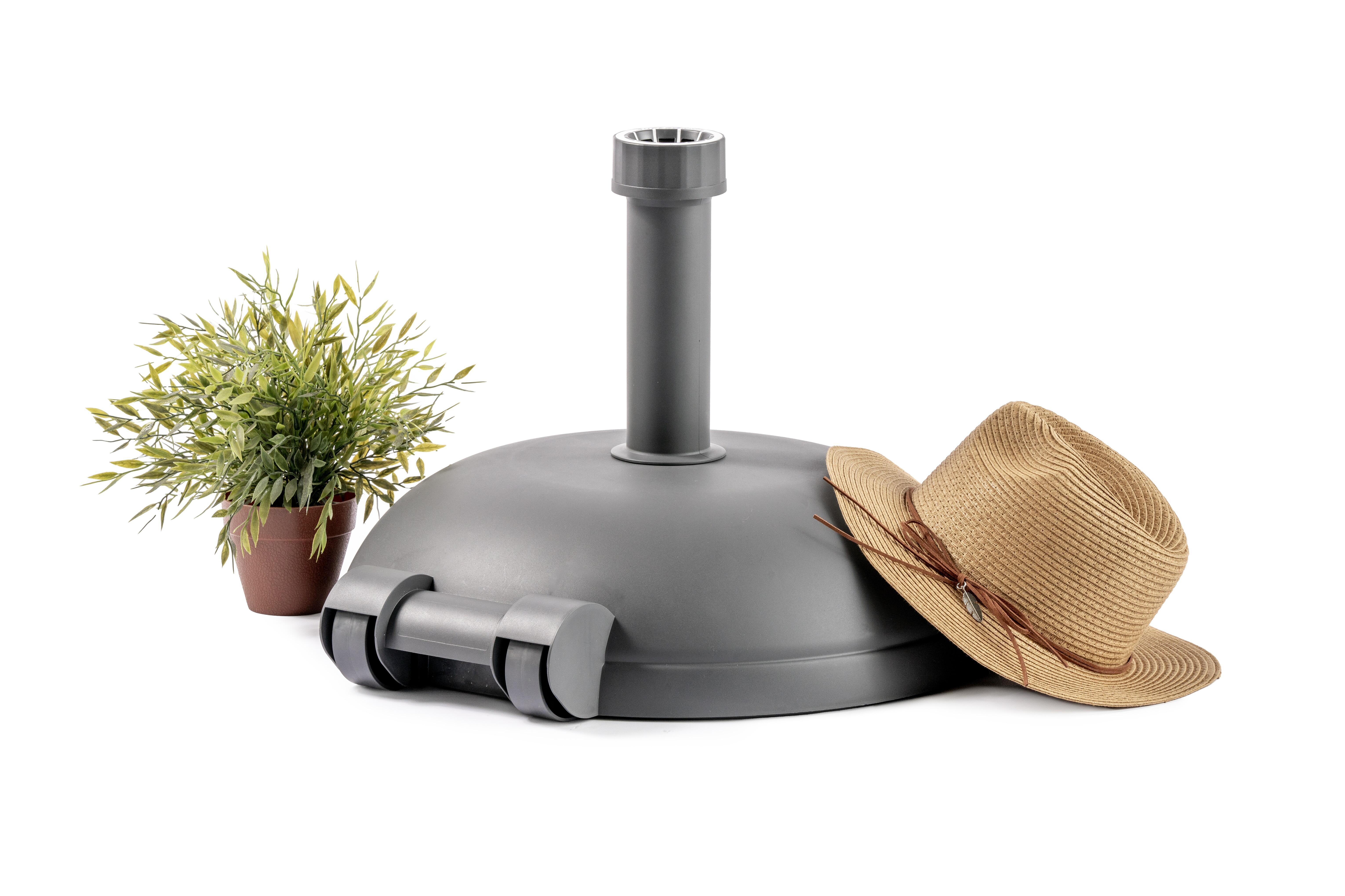 Pied de parasol lesté 2 roues et poignée anthracite, 30 kg - 3