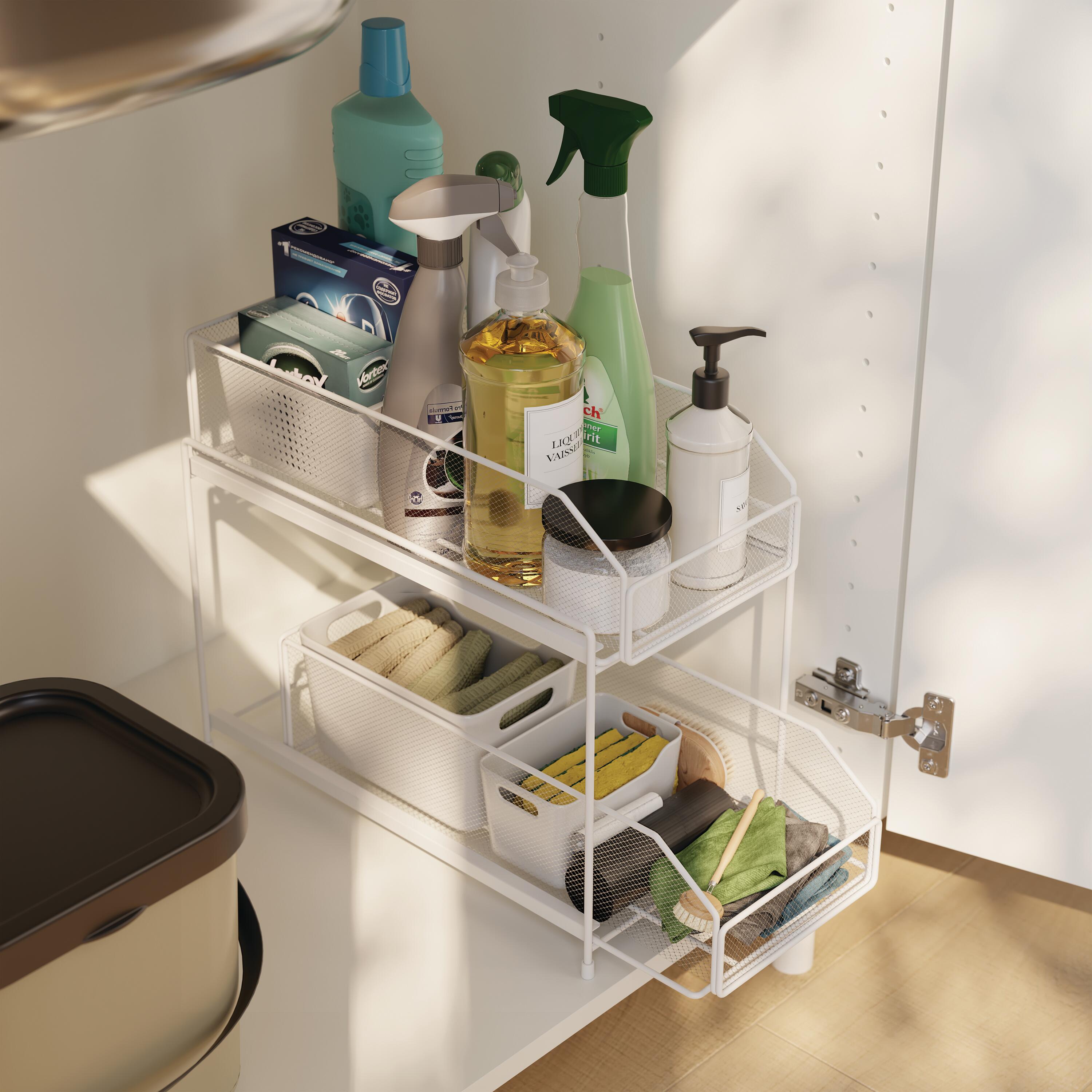 Organizador bajo fregadero con 2 baldas Eleki blanco - 2