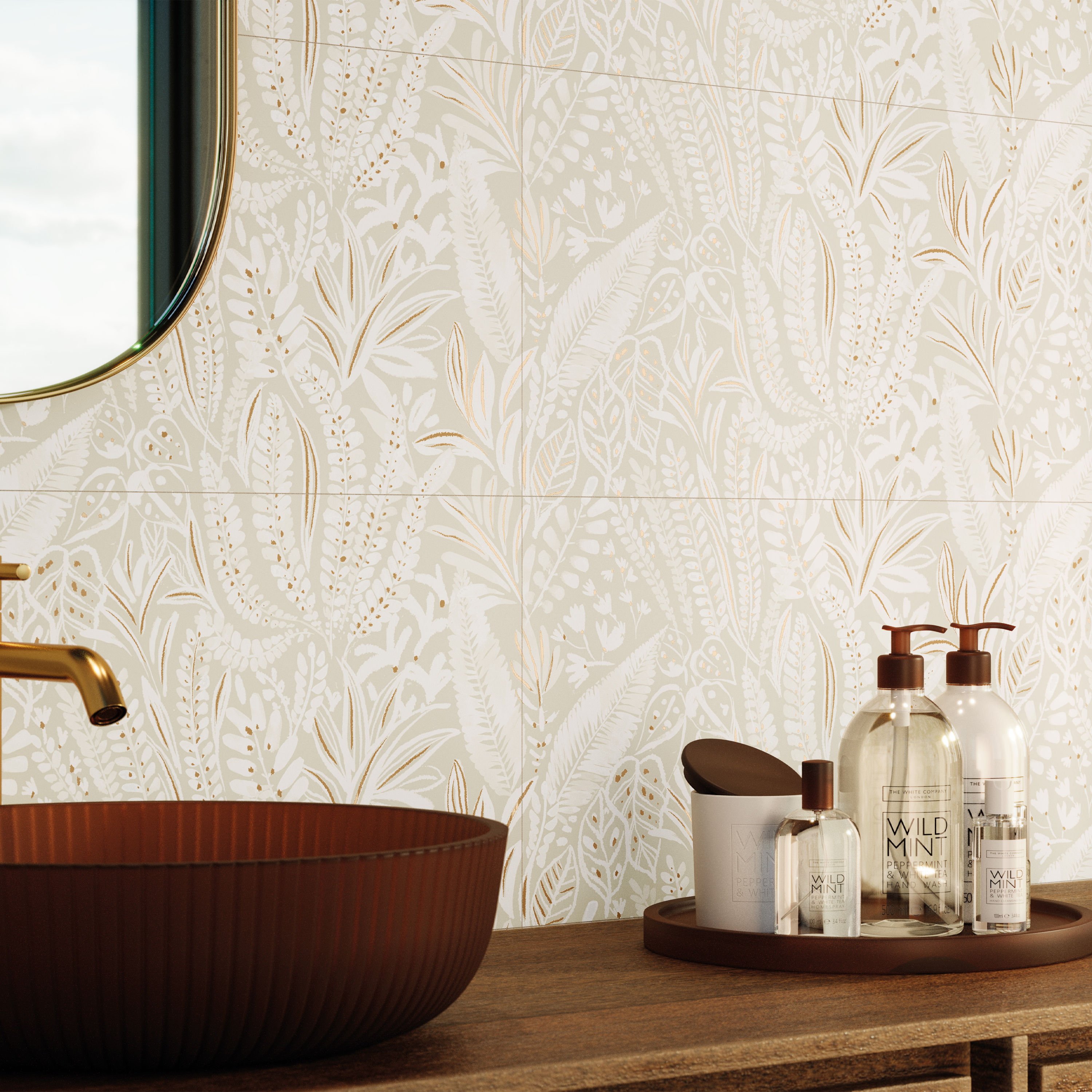 Carrelage mur intérieur effet relief floral beige Arctic  l.30 x L.90 cm ARTENS - 2