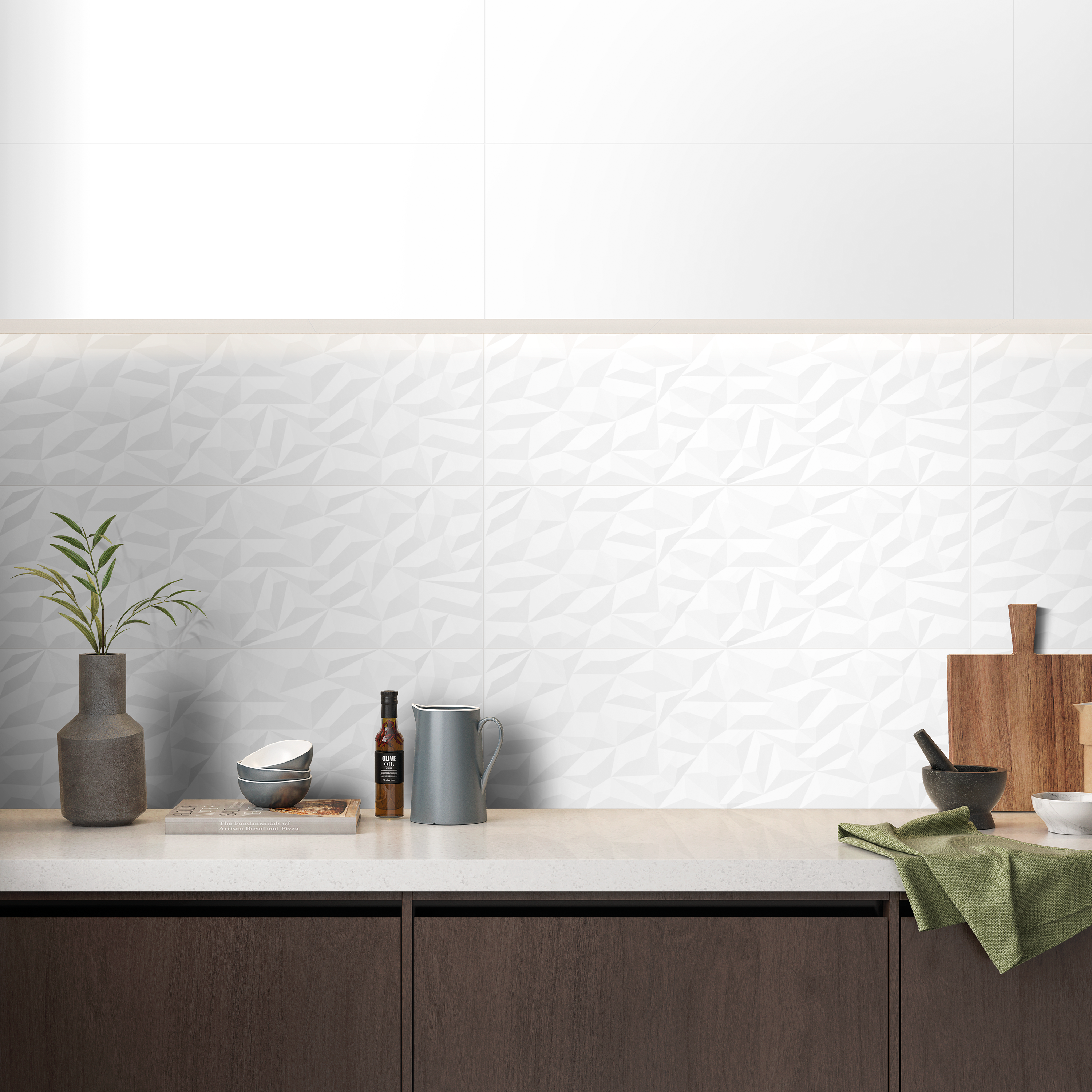 Carrelage mur intérieur effet origami blanc mat Arctic  l.30 x L.90 cm ARTENS - 3