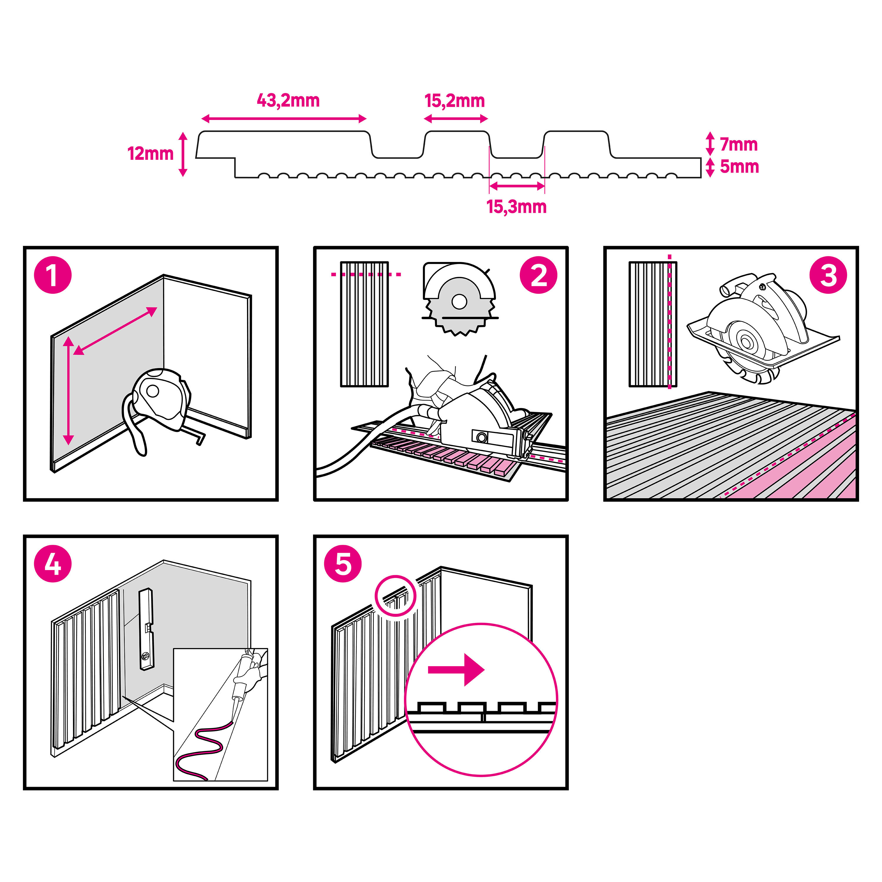 Revestimiento de pared de palillería efecto 3D MDF Helsinki Artens Verde 260x13cm - 3