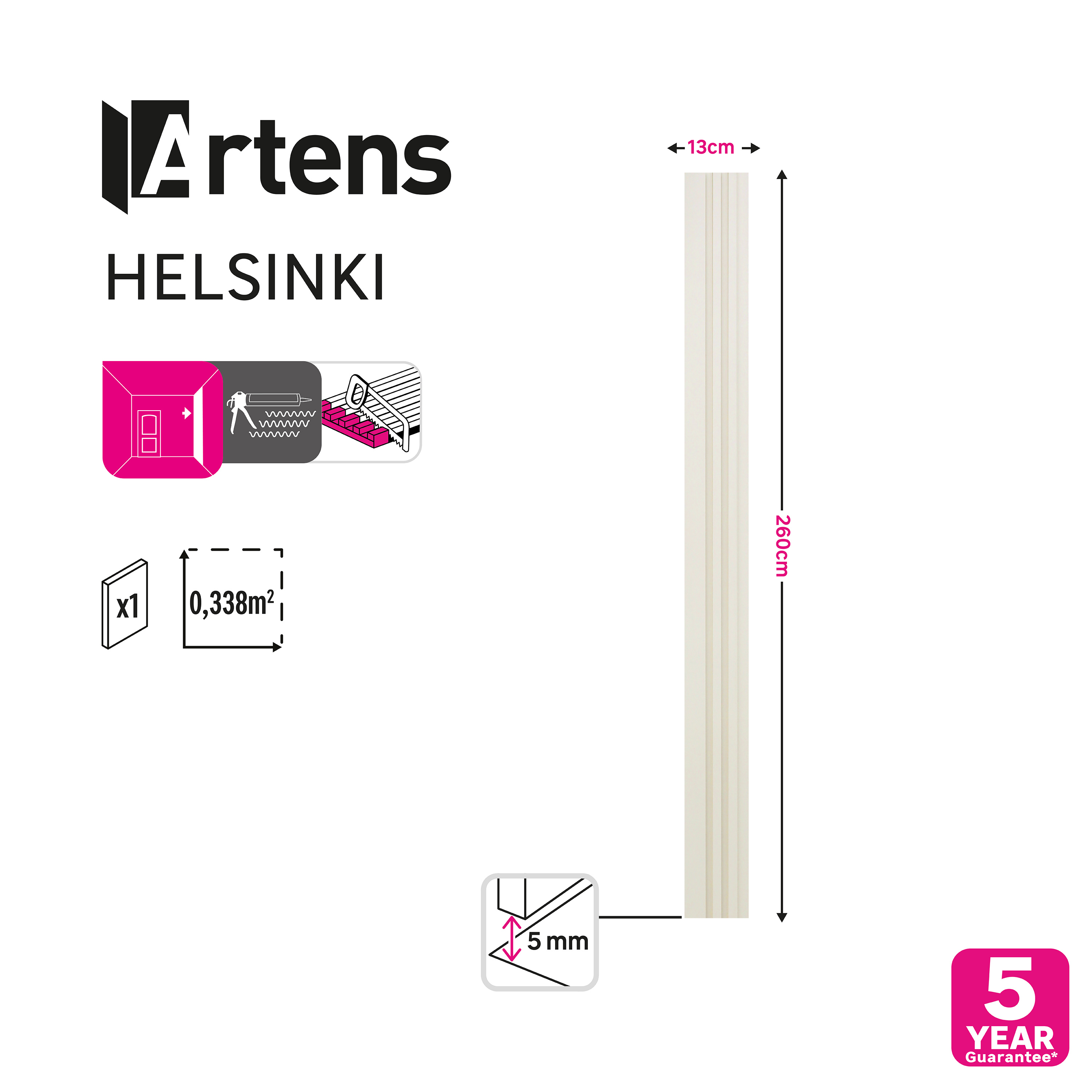 Revestimiento de pared de palillería efecto 3D MDF Helsinki Artens Beige 260x13cm - 5