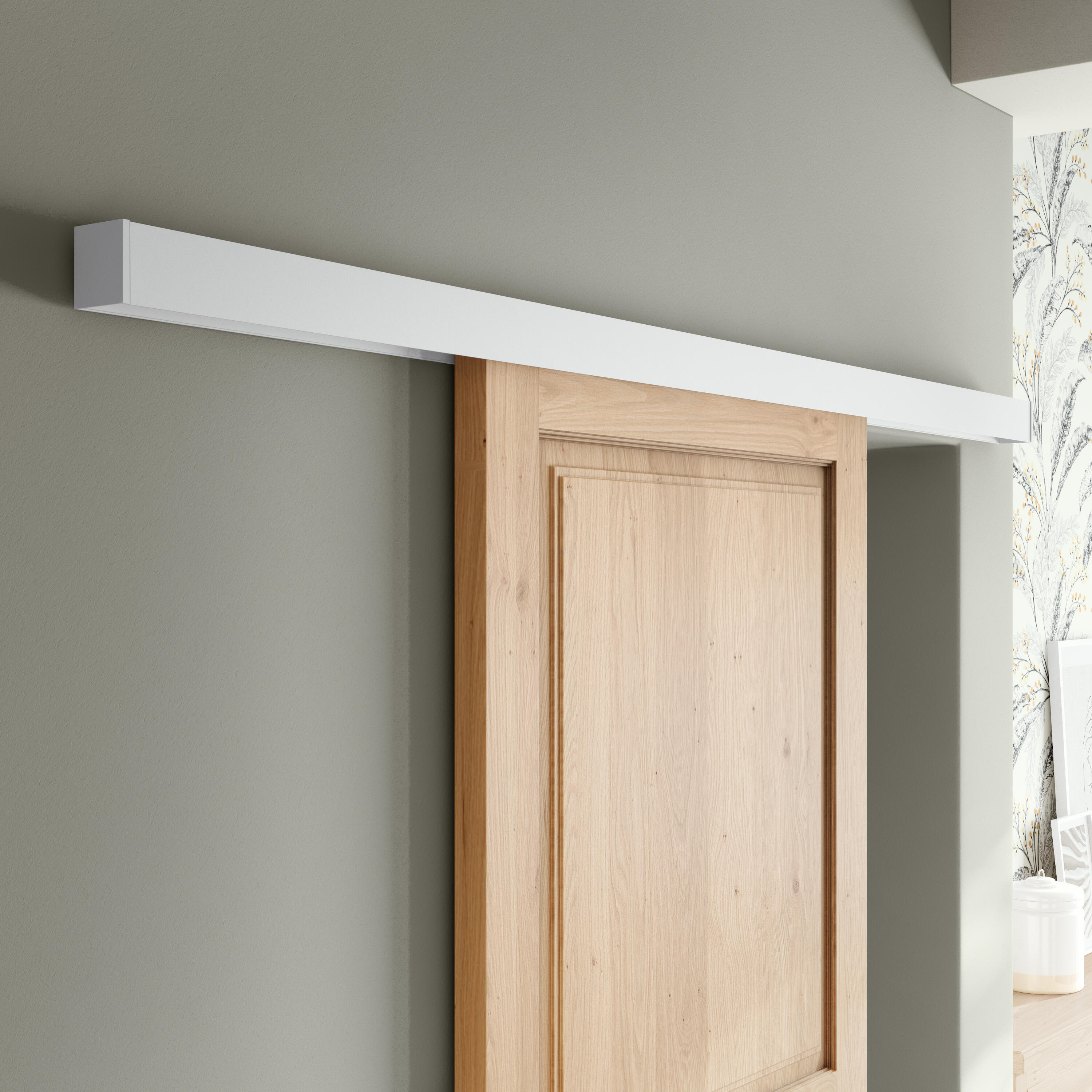 Guía puerta interior corredera acero blanco meli white puerta hasta 93cm artens