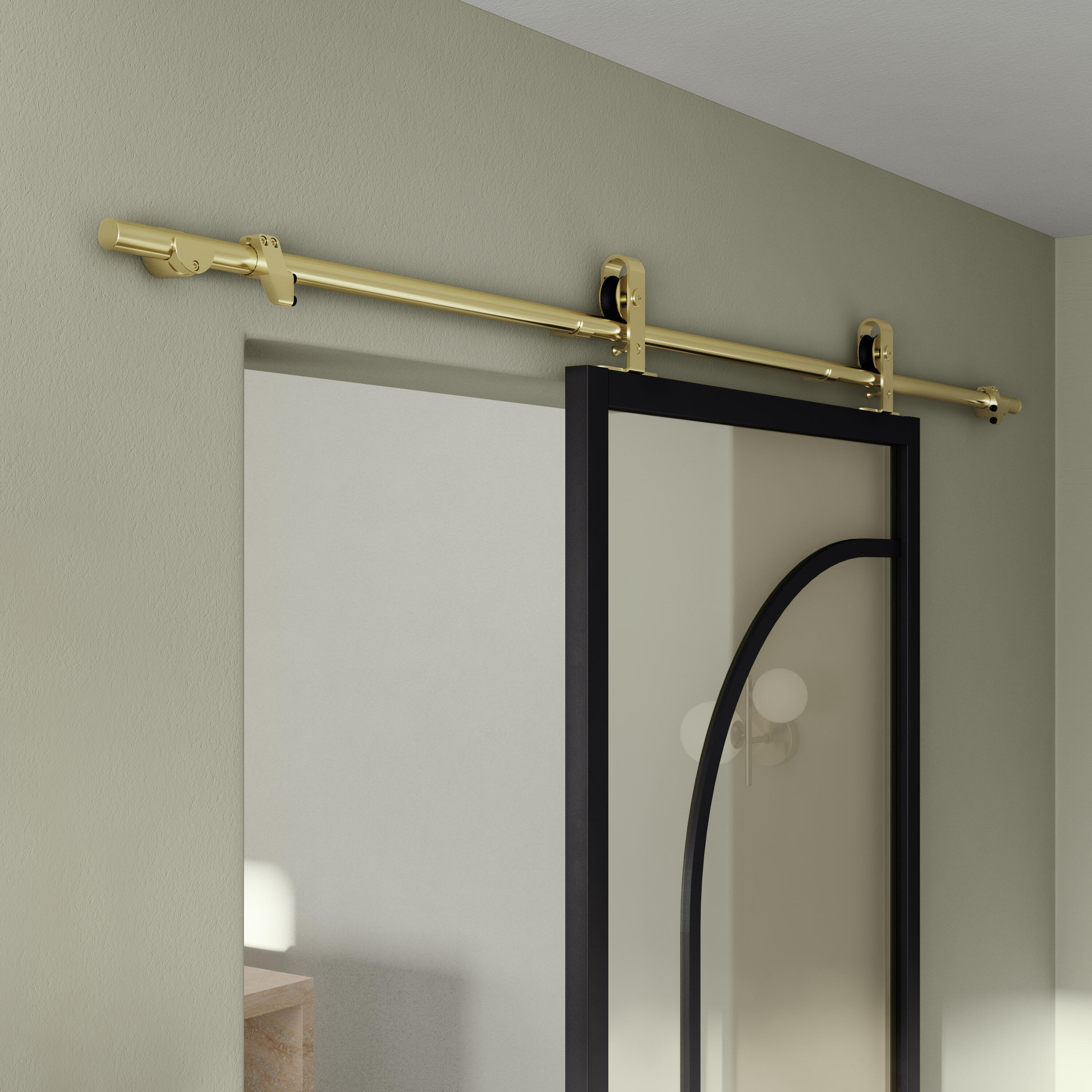 Guía puerta interior corredera acero dorado brush puerta máximo 93cm artens