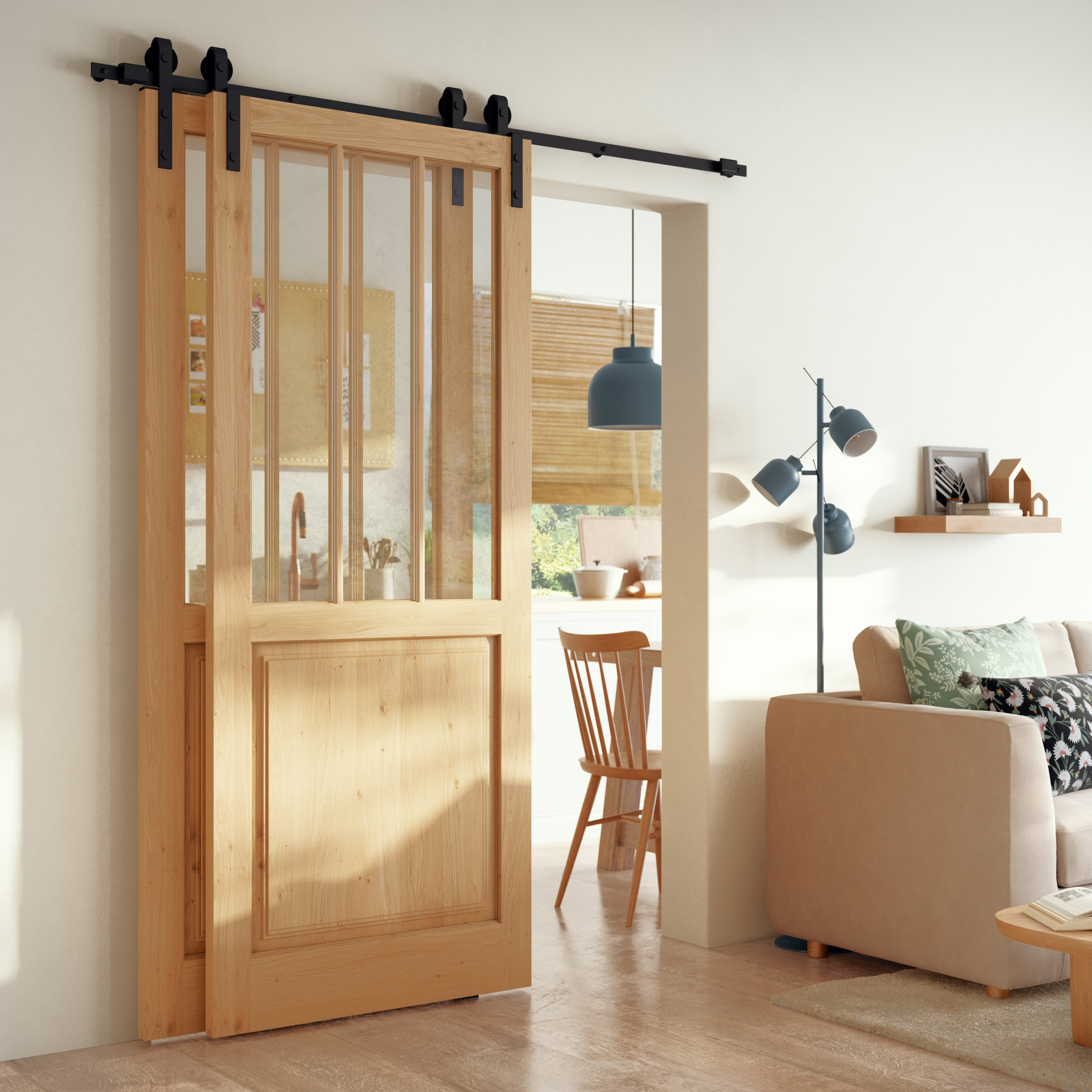 Guía puerta interior corredera acero negro rustic Fizz puerta doble 186cm Artens - 7