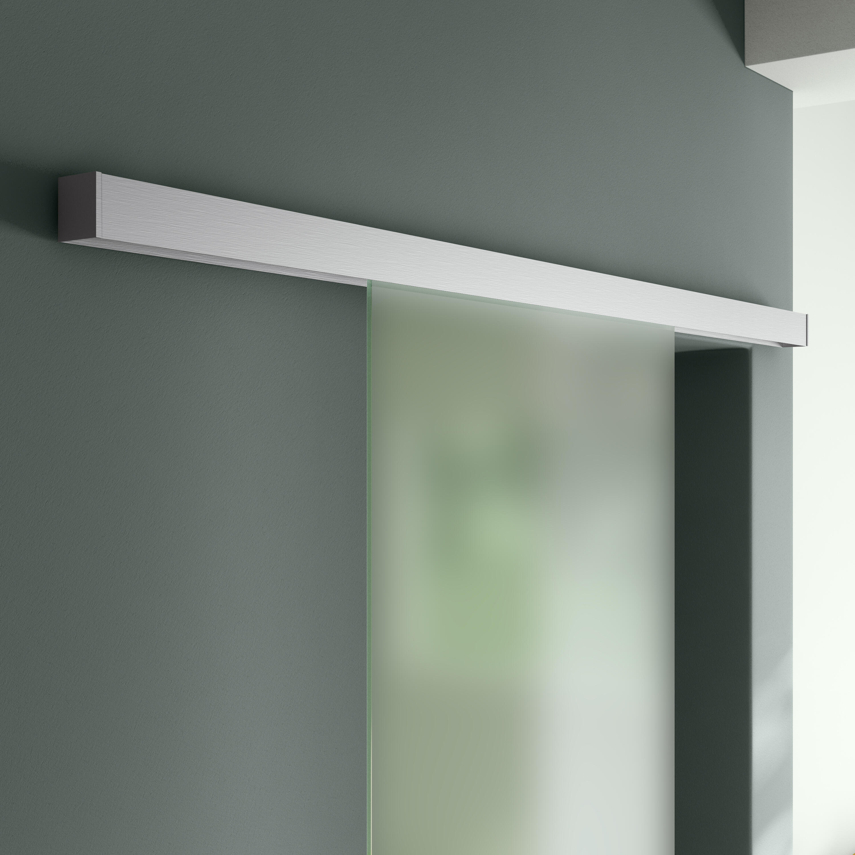 Sistema scorrevole MELI in alluminio argento anodizzato per anta in legno e vetro, L 186 x H 6.5 cm - 4