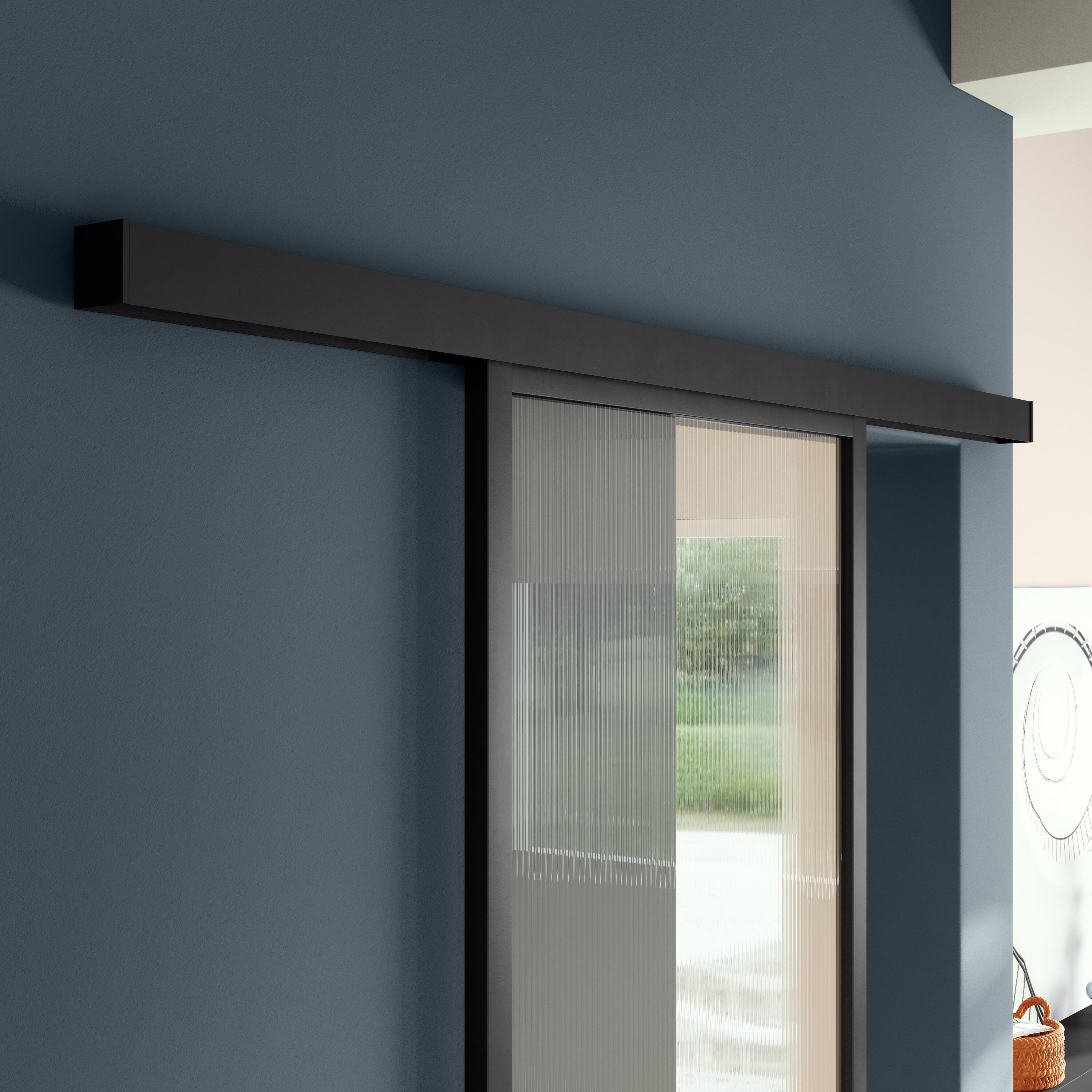 Guía puerta interior corredera acero negro meli black puerta hasta 93cm artens