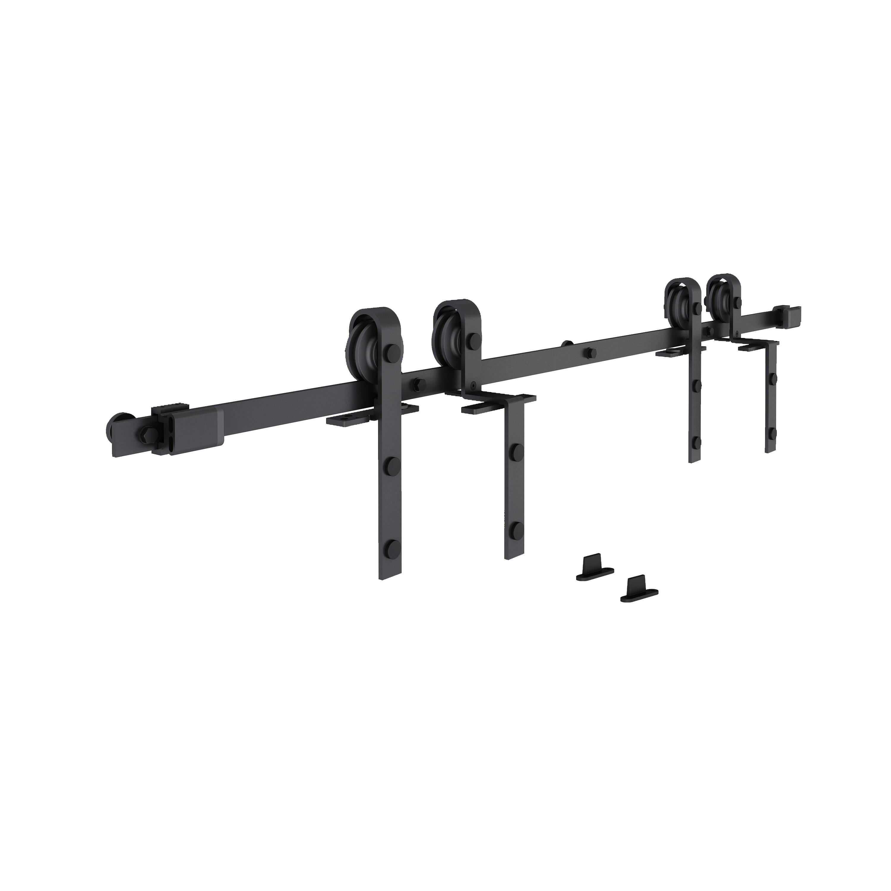 Guía puerta interior corredera acero negro rustic Fizz puerta doble 186cm Artens - 3