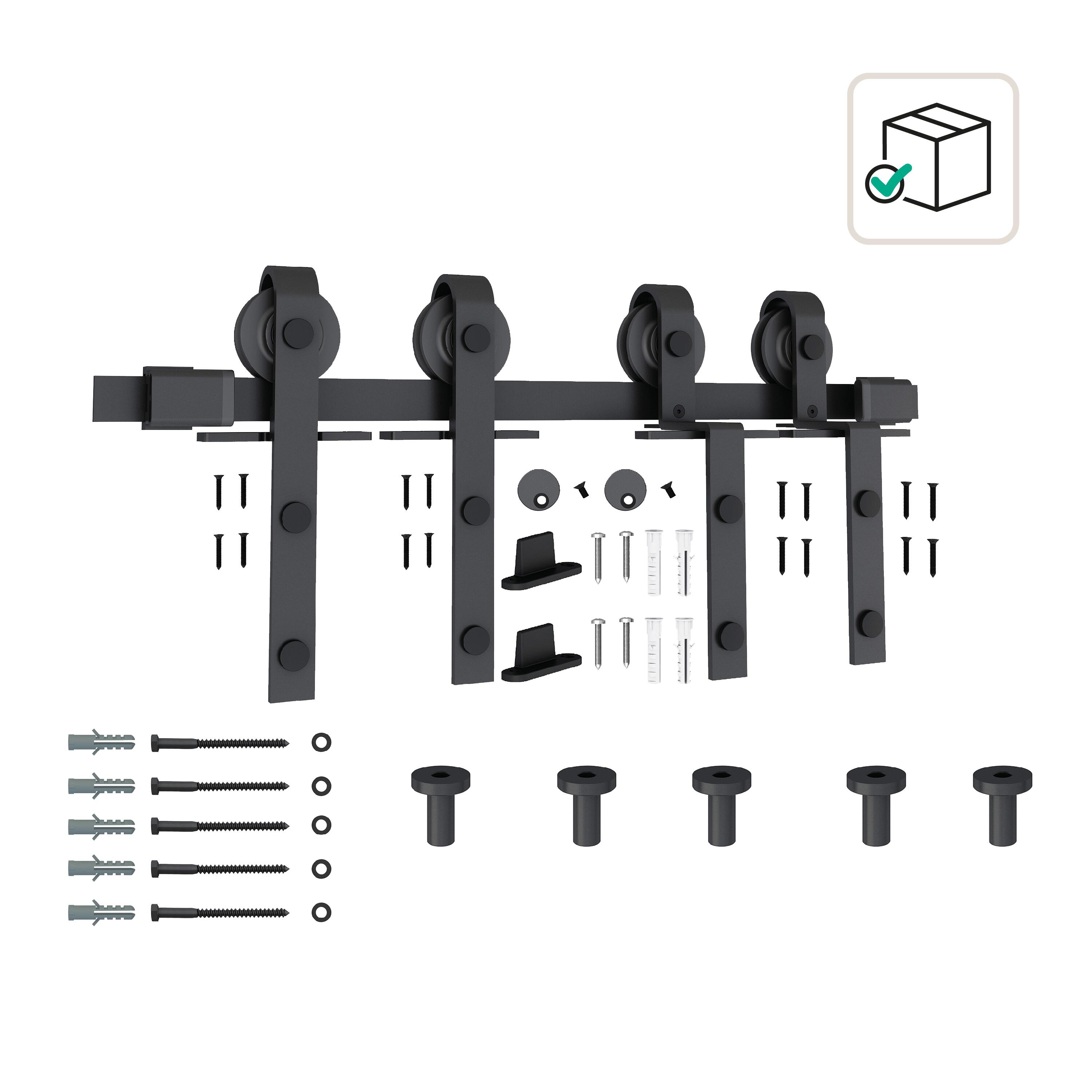 Guía puerta interior corredera acero negro rustic Fizz puerta doble 186cm Artens - 4