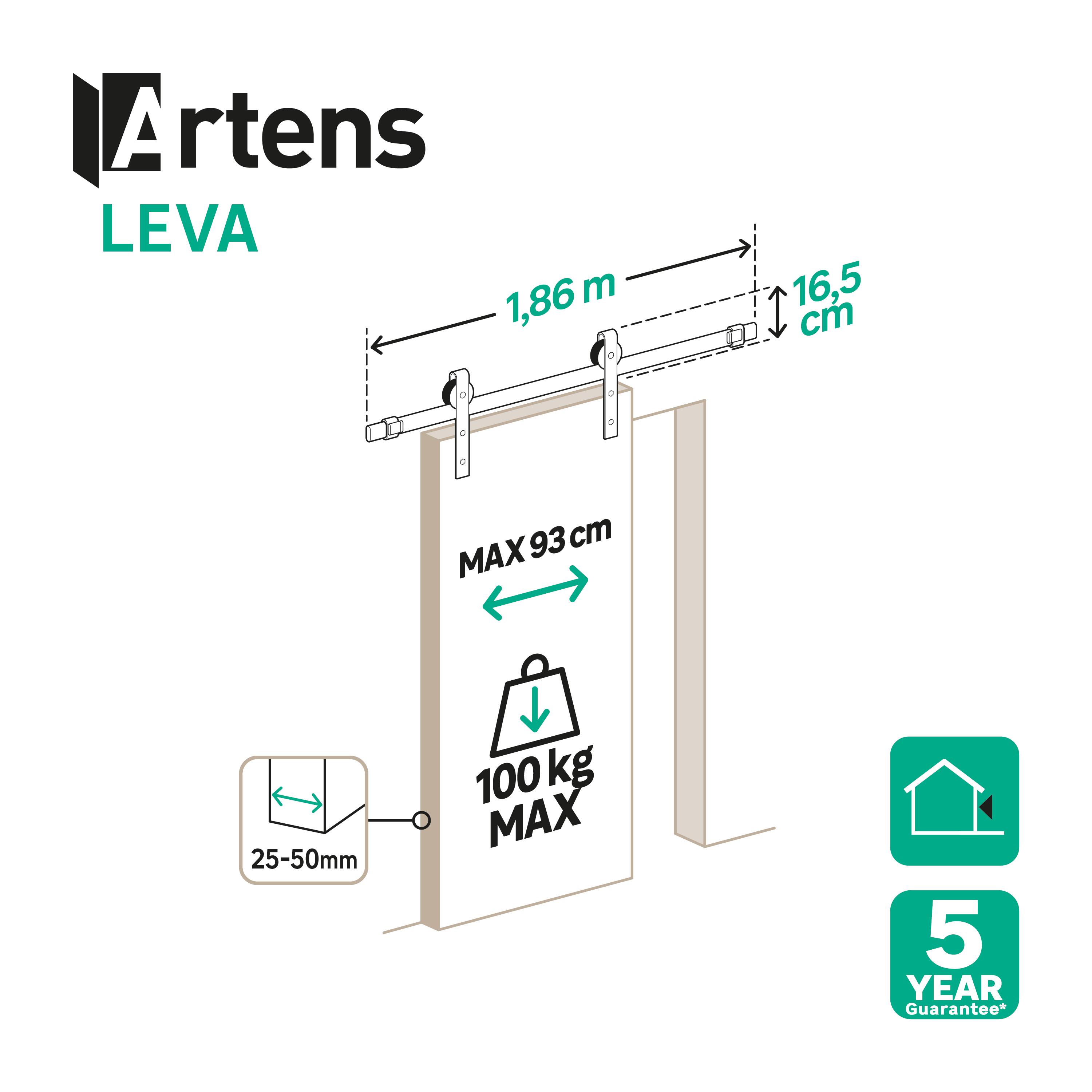 Guía puerta interior/exterior corredera alu Leva negro puerta hasta 93cm Artens - 6