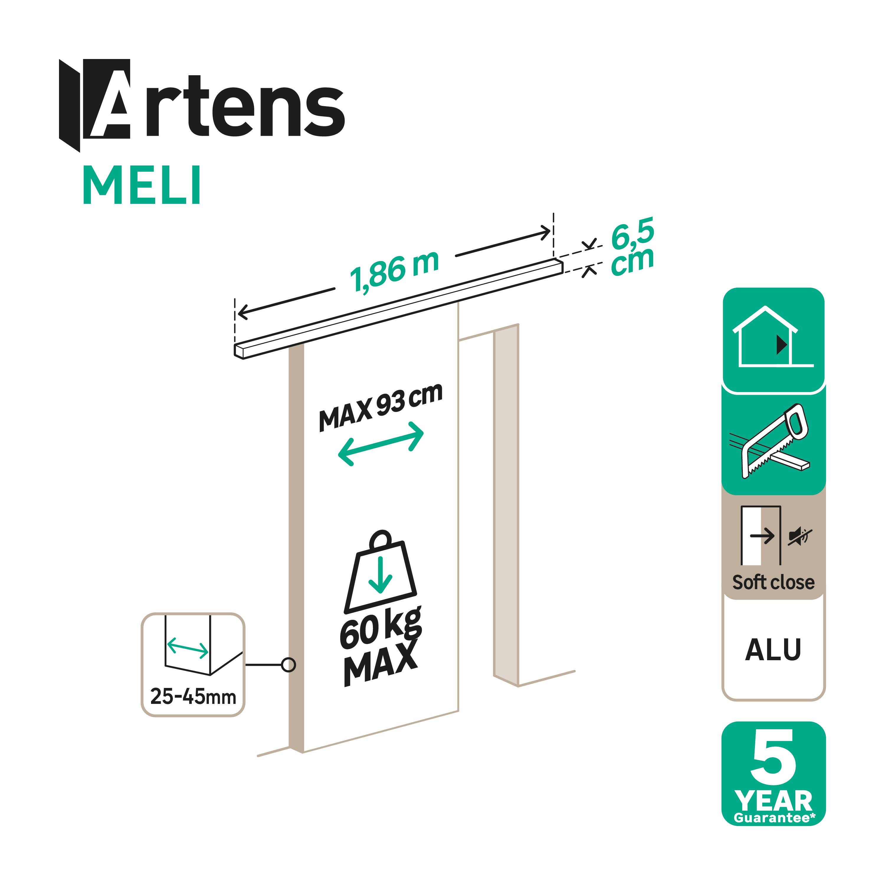 System drzwi przesuwnych Meli Czarny 186 cm Artens - 6