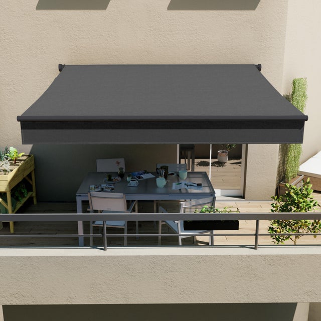 Store banne manuel 2.95 x 2 m Calima gris, toile polyester gris