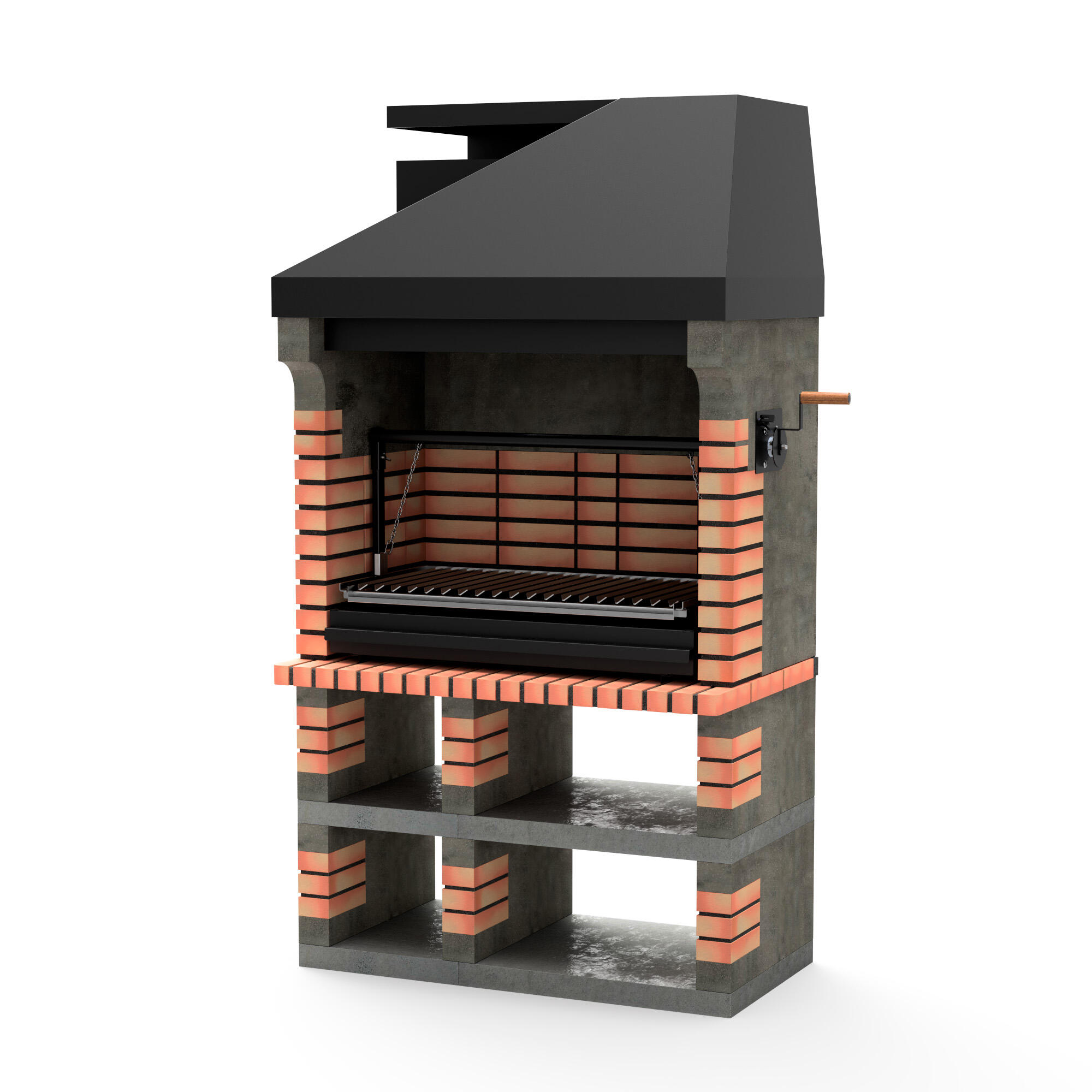 Barbacoa de obra movelar hormigón madera y carbón pan american recomendado para más de 10 personas