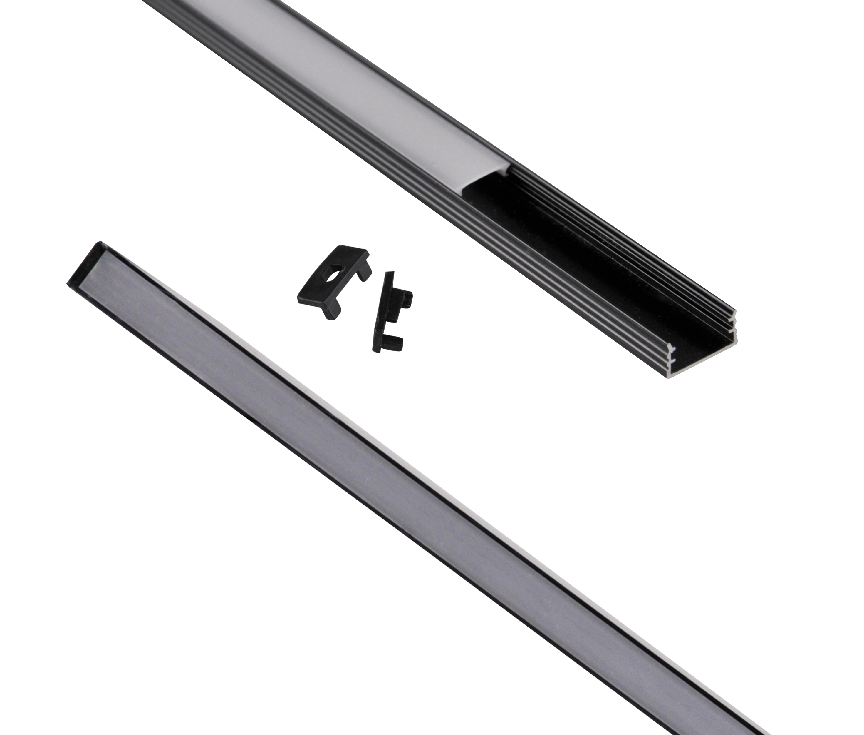 Profil do taśmy LED natynkowy 1 m czarny + zaślepki POLUX - 22