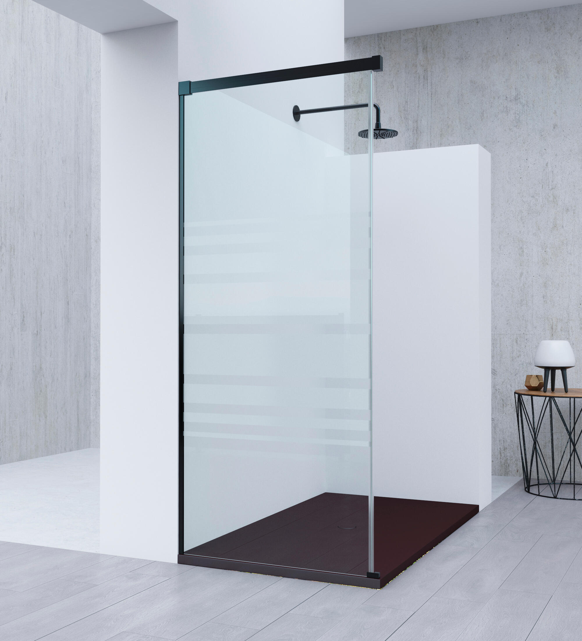 Mampara lateral fijo serigrafiado vitria perfil negro 75x199.2 cm 6mm