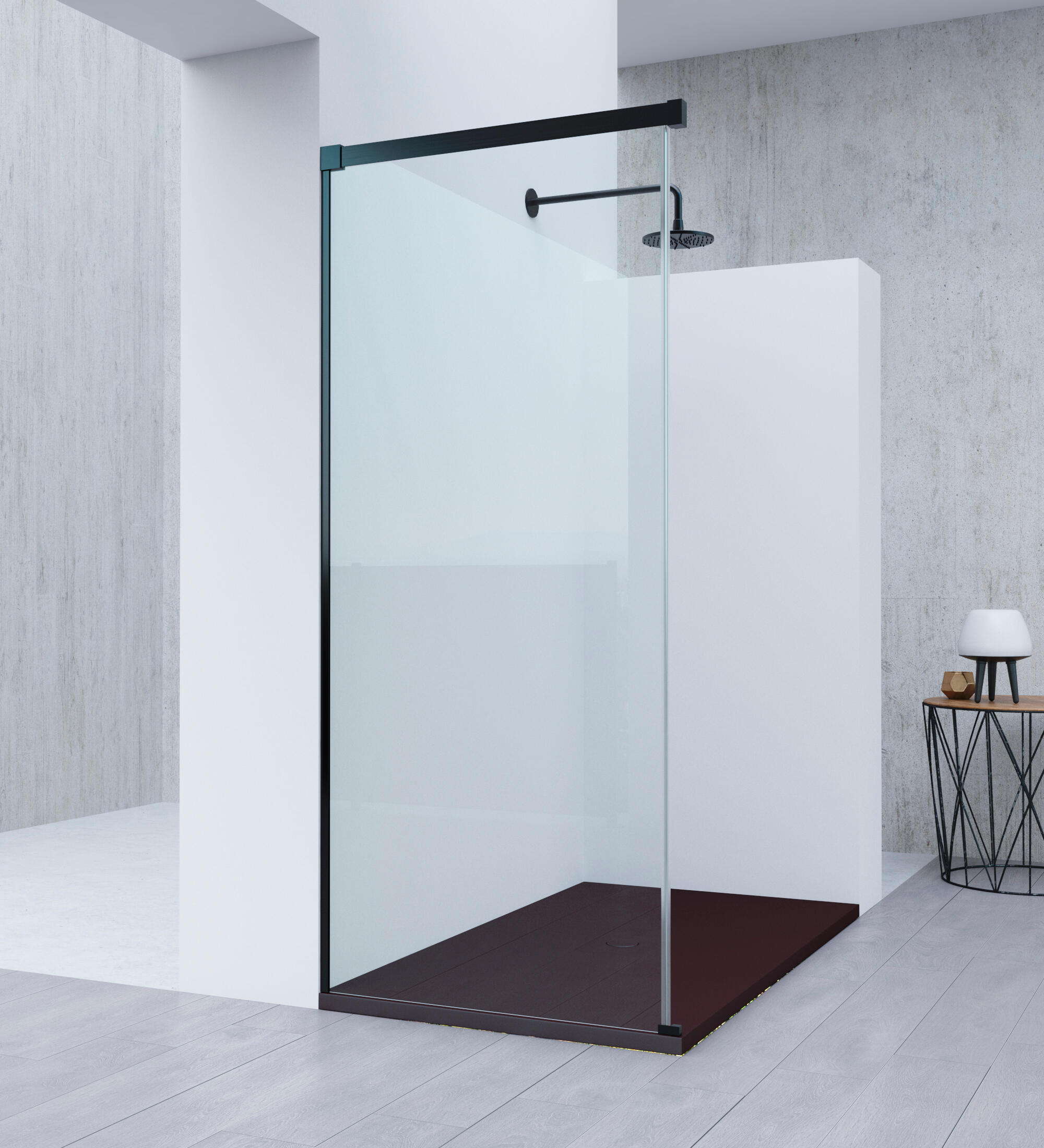 Mampara lateral fijo transparente vitria perfil negro 75x199.2 cm 6mm