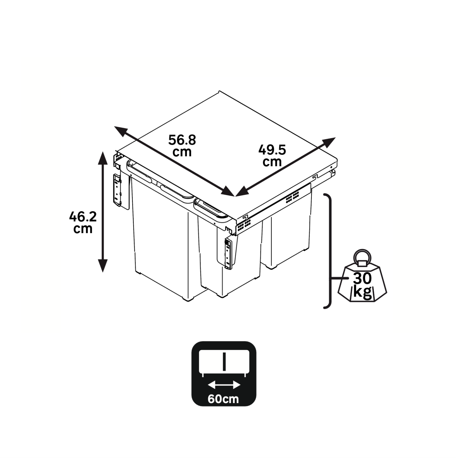 Kit extraível Delinia ID balde lixo 2x24L e 2x8L - 6