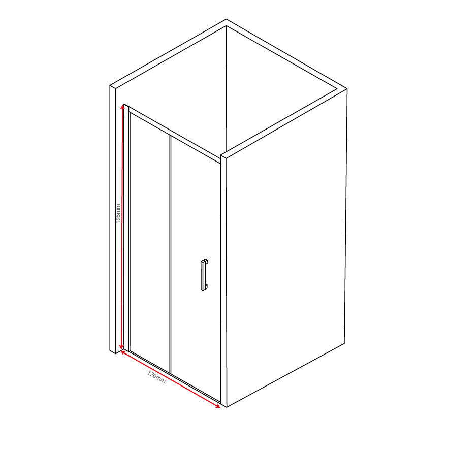 Mampara de ducha corredera 1 hoja fija + 1 puerta corredera. Perfil aluminio negro. Ancho adaptable (119-121.5)x195 cm Cristal templado de seguridad ahumado 5mm. Cierre magnético. Sin guía inferior - 3