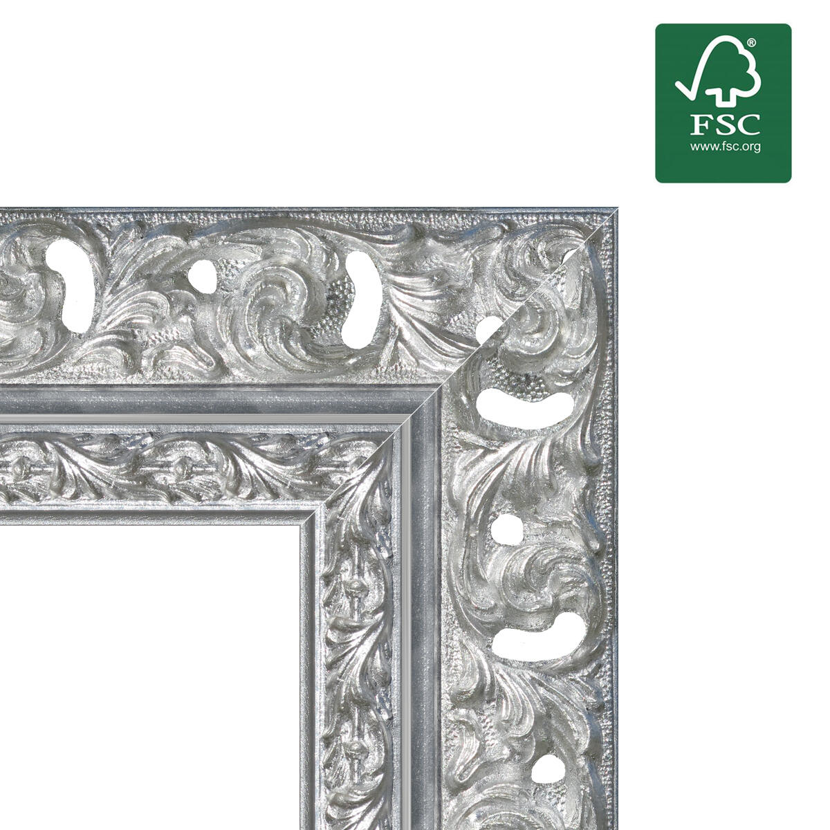 Cornice50x70 cm in legno argento Sharon Forata - 4