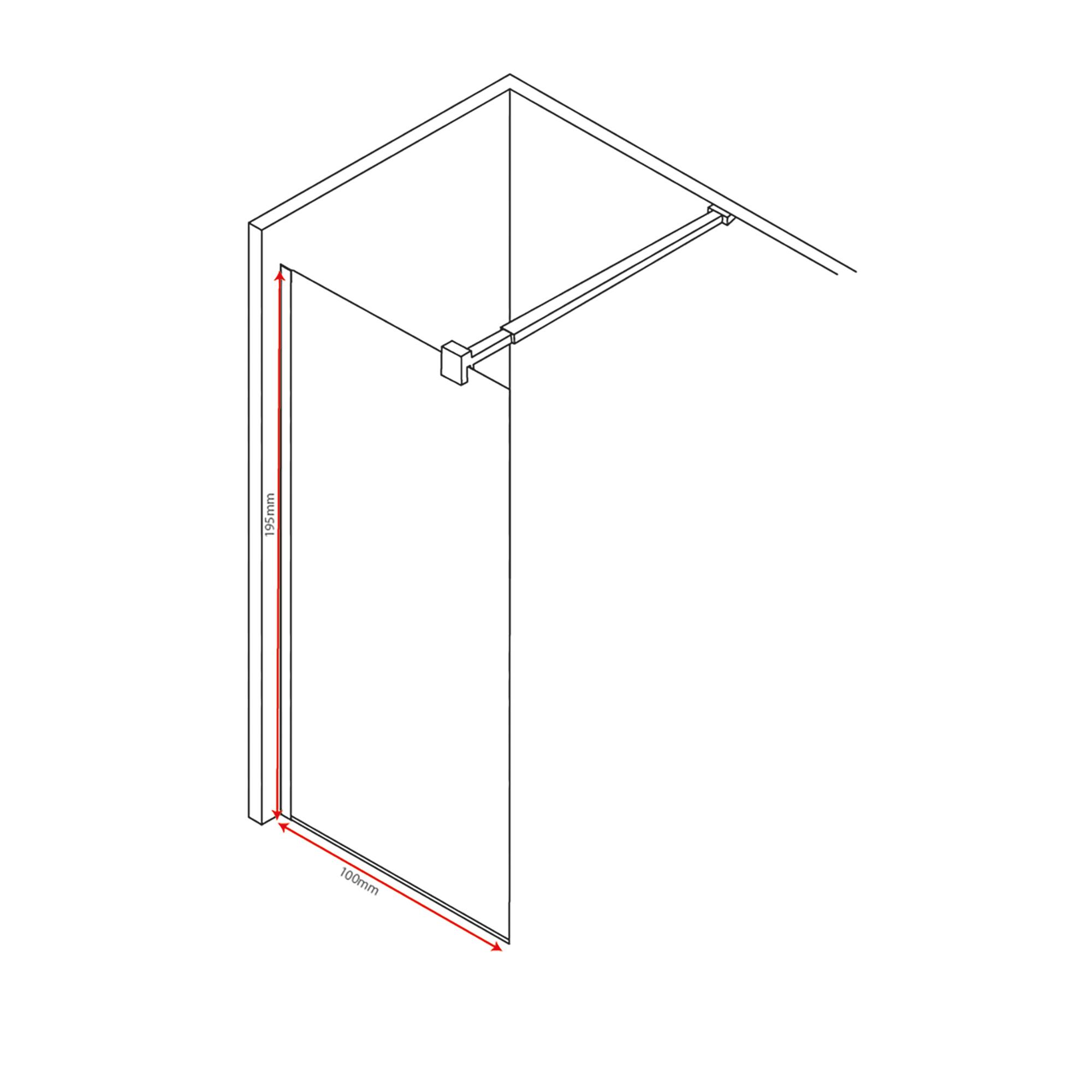 Mampara de ducha fija Onika perfil aluminio cromo (100)x195 cm cristal templado 8mm  - 4
