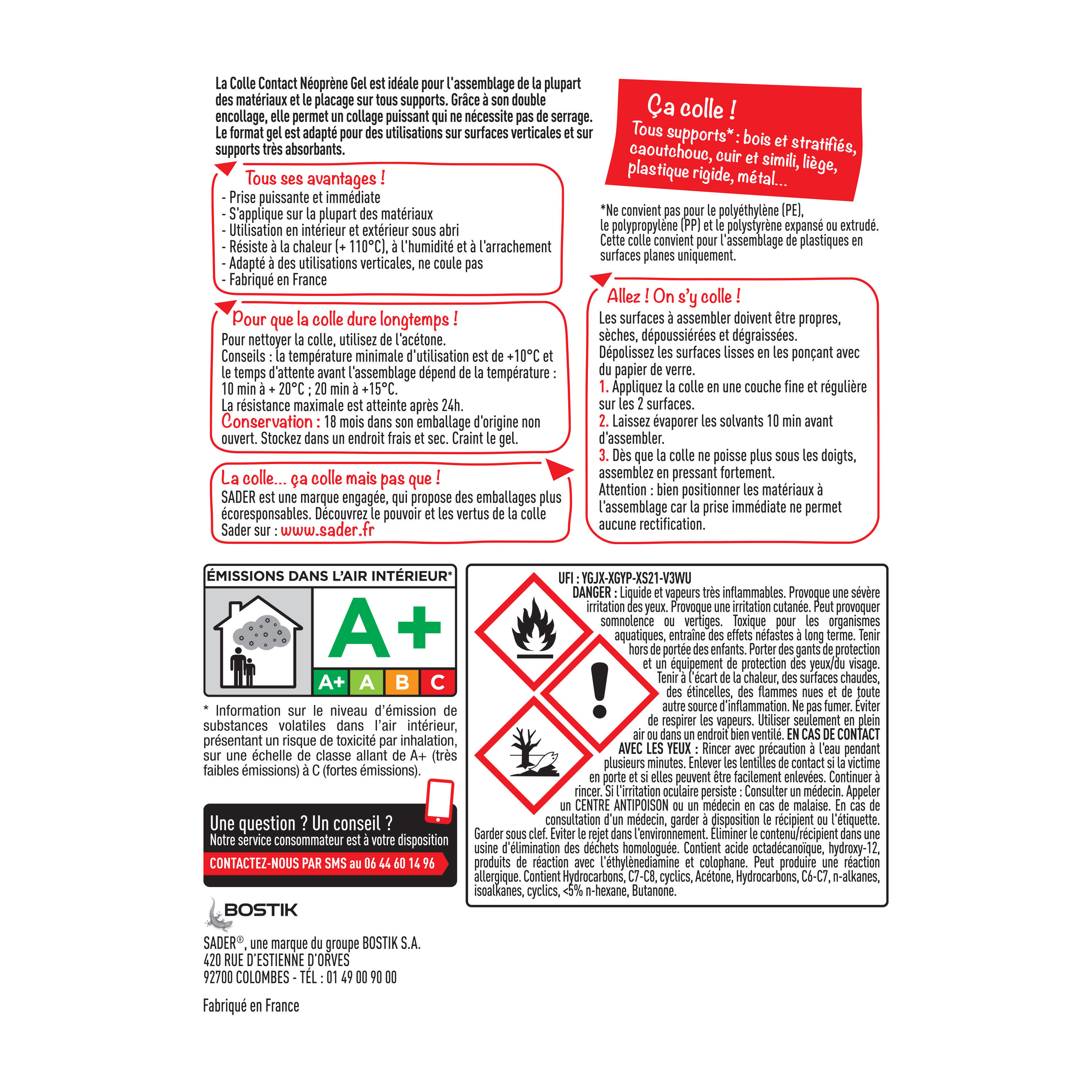 Colle d'assemblage gel néoprène Gel multi-usages SADER, 250ml beige - 6