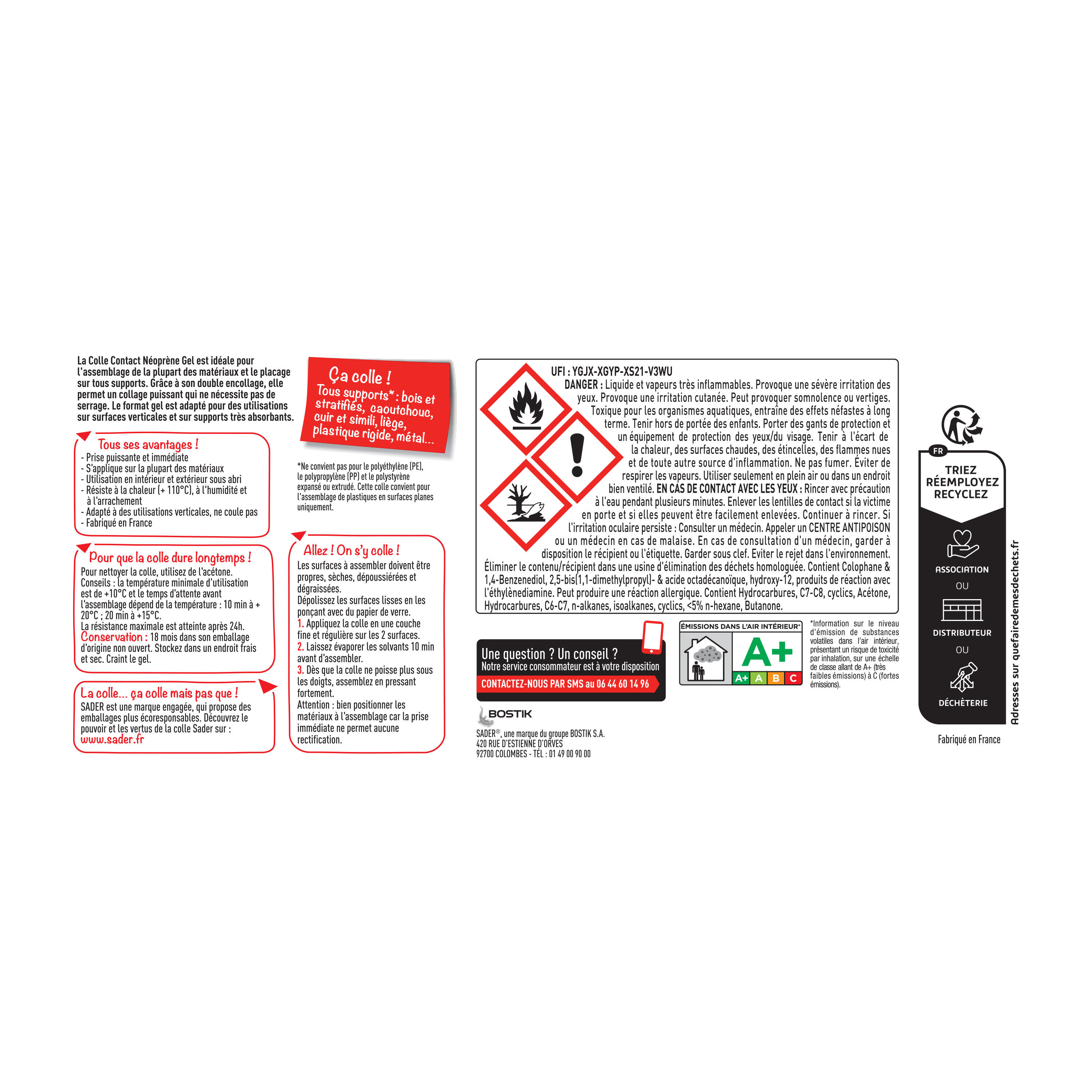 Colle d'assemblage gel néoprène Gel multi-usages SADER, 2500ml beige - 6