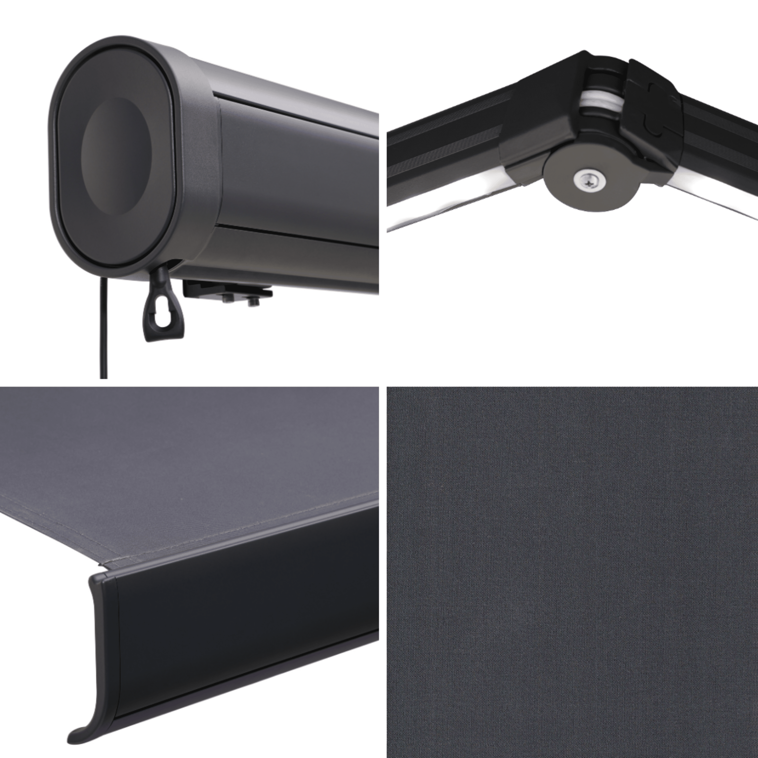 Store banne motorisé 3.95 x 3.5 m Loby L gris LED, toile acrylique gris - 12