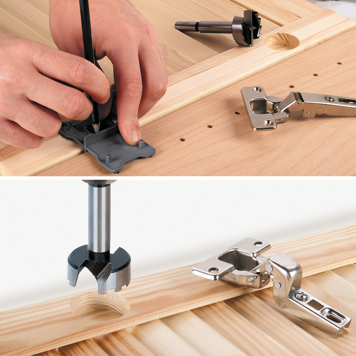 Gabarait + fraise charnière WOLFCRAFT