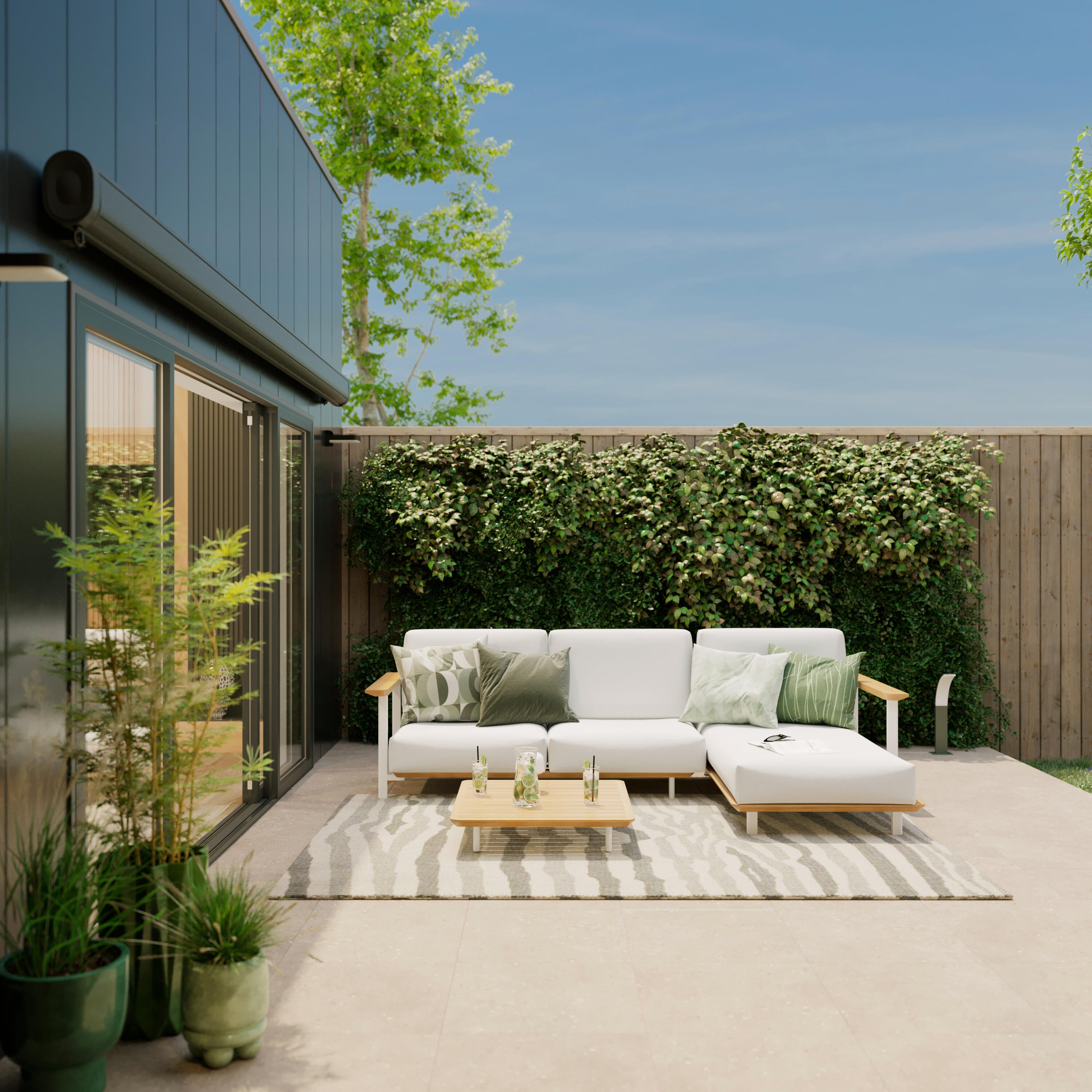 Markiza zewnętrzna z napędem z wysuwanym ramieniem z oświetleniem LED Loby 4x3.5 metra antracytowa NATERIAL