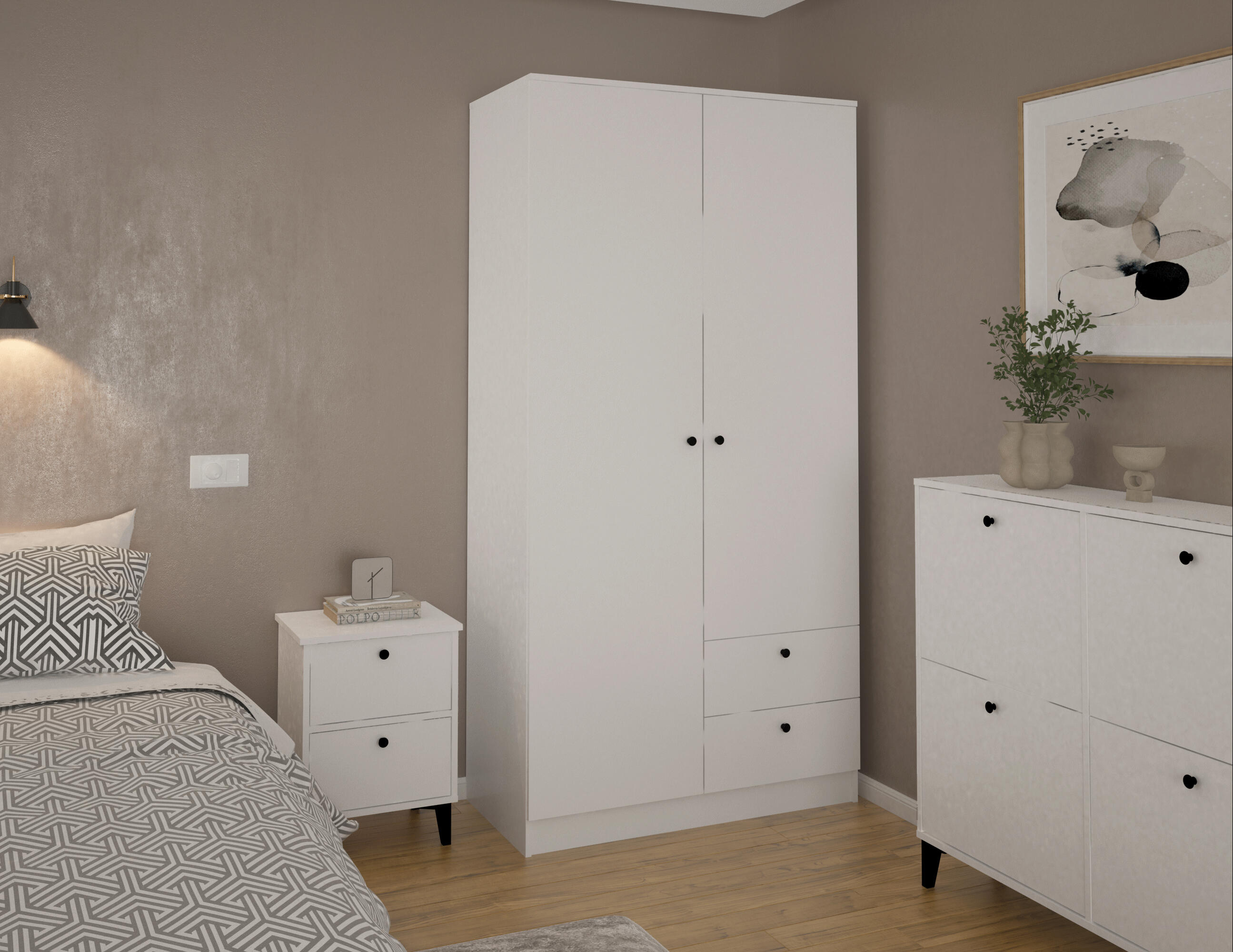 Armario puerta abatible Limia 100.2x200x51.6cm con 2 puertas color blanco 2 cajones - 11