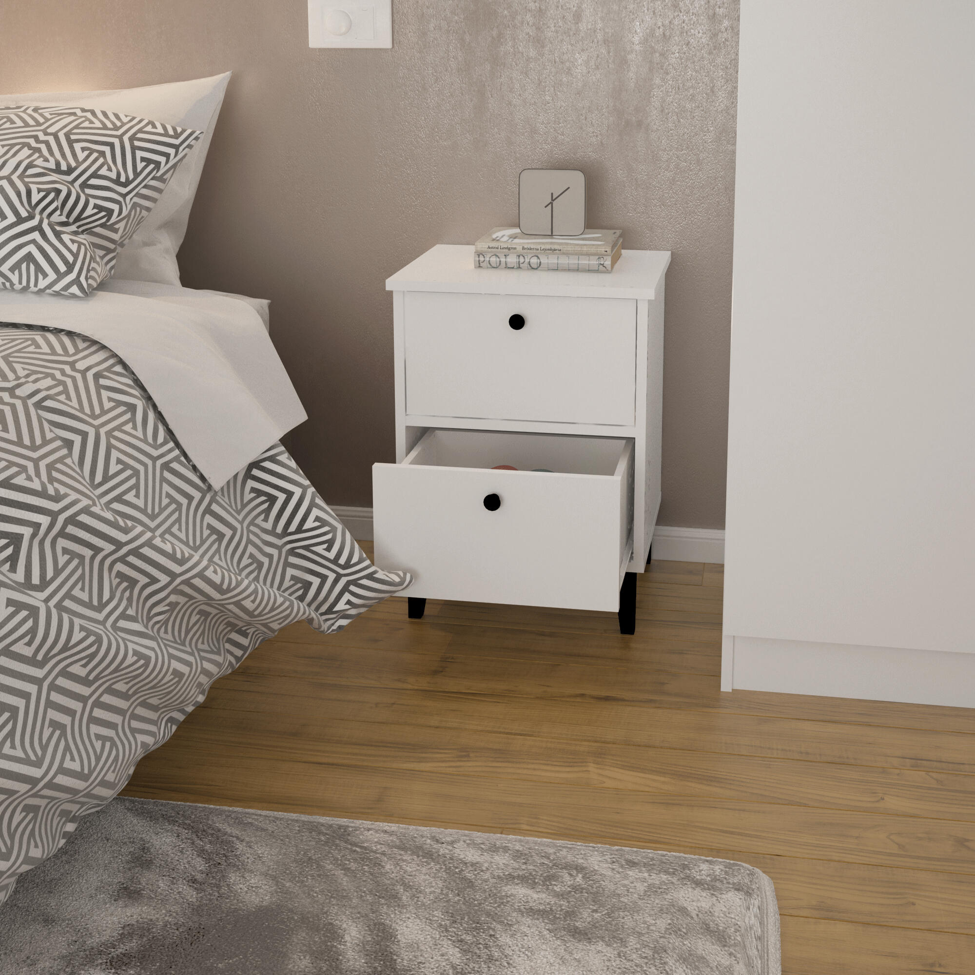 Mesinha de cabeceira 56,9x40x34 cm 2 gavetas branco Noche Limia - 10