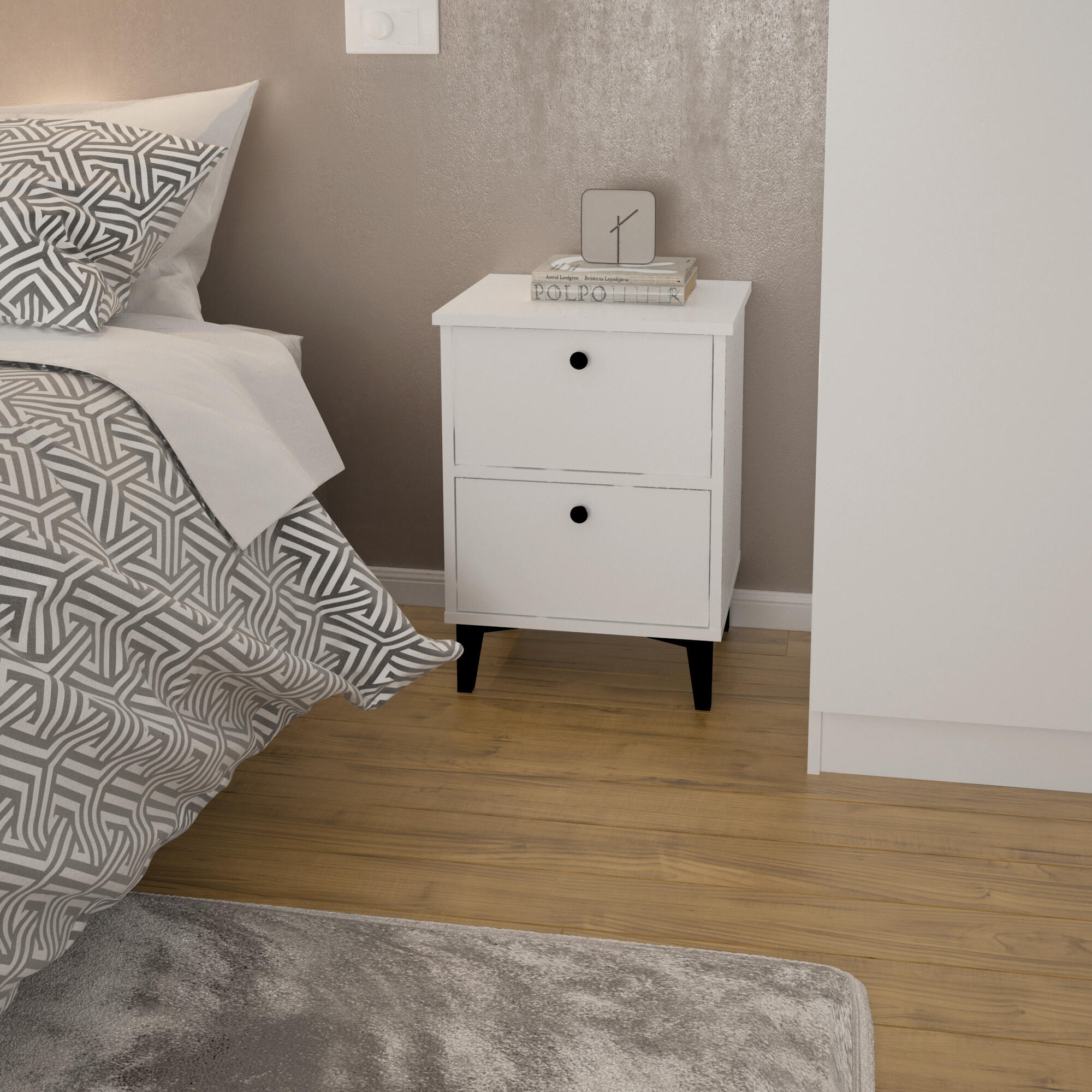 Mesinha de cabeceira 56,9x40x34 cm 2 gavetas branco Noche Limia - 9