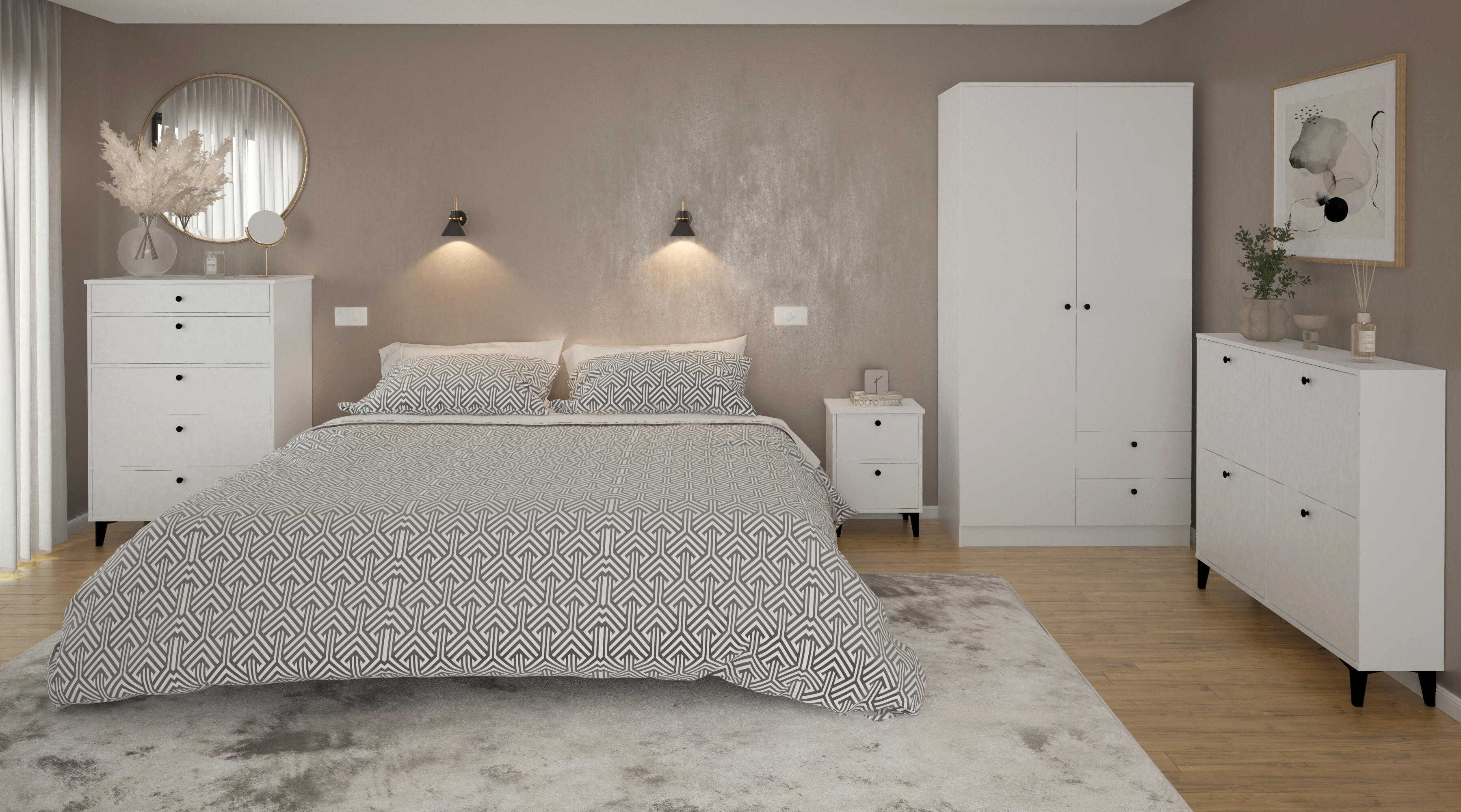 Armario puerta abatible Limia 100.2x200x51.6cm con 2 puertas color blanco 2 cajones - 3