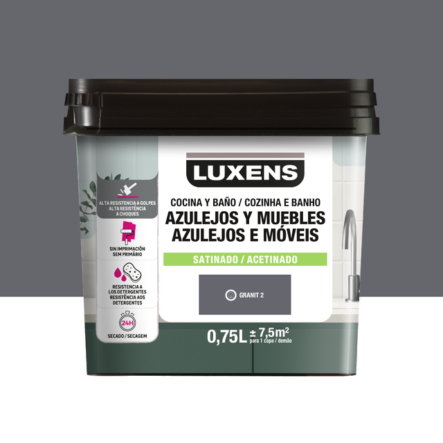 Tinta renovação cozinha banho multisuperfícies Granit 2 acetinado 0,75L Luxens