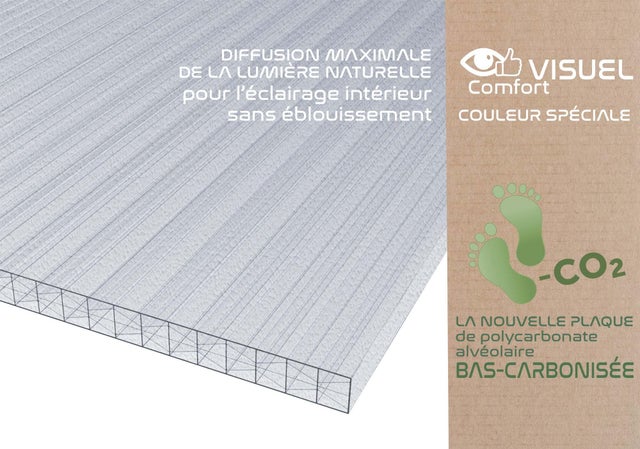 Plaque en polycarbonate alvéolaire 3x1m 2.1 kg/m2, Ep16MM