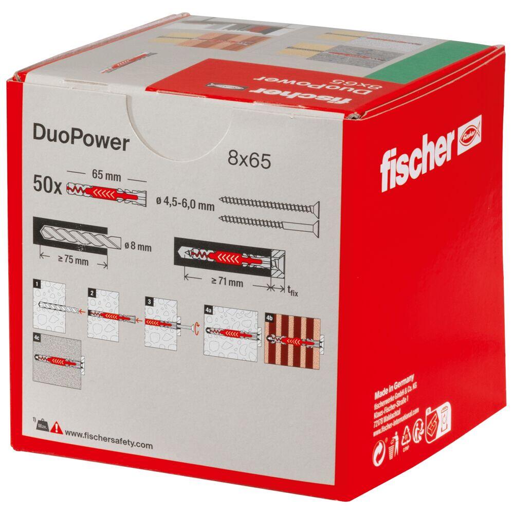 50 tacos multimaterial FISCHER DUOPOWER, ø 8 x L. 65 mm - 6