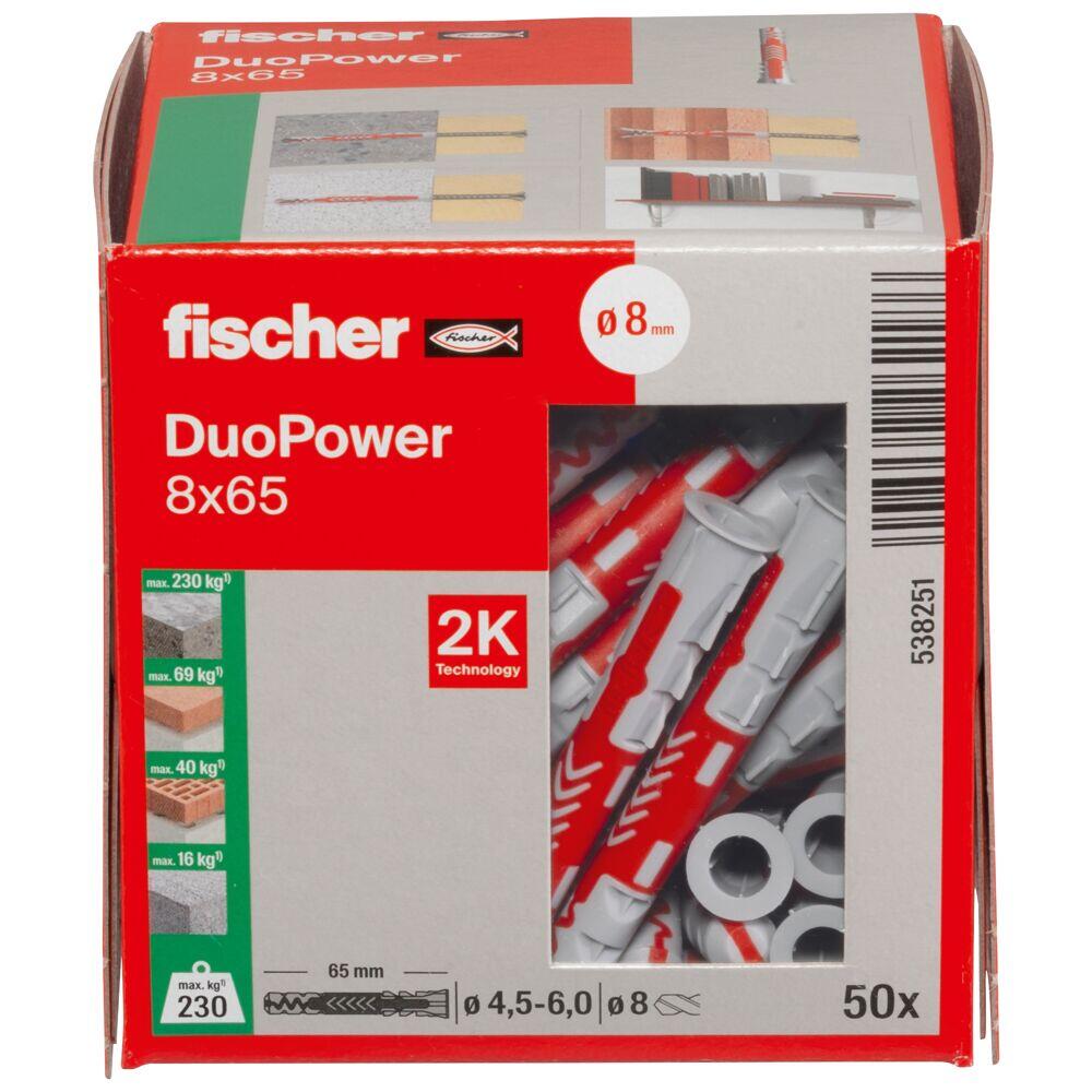 50 tacos multimaterial FISCHER DUOPOWER, ø 8 x L. 65 mm - 2