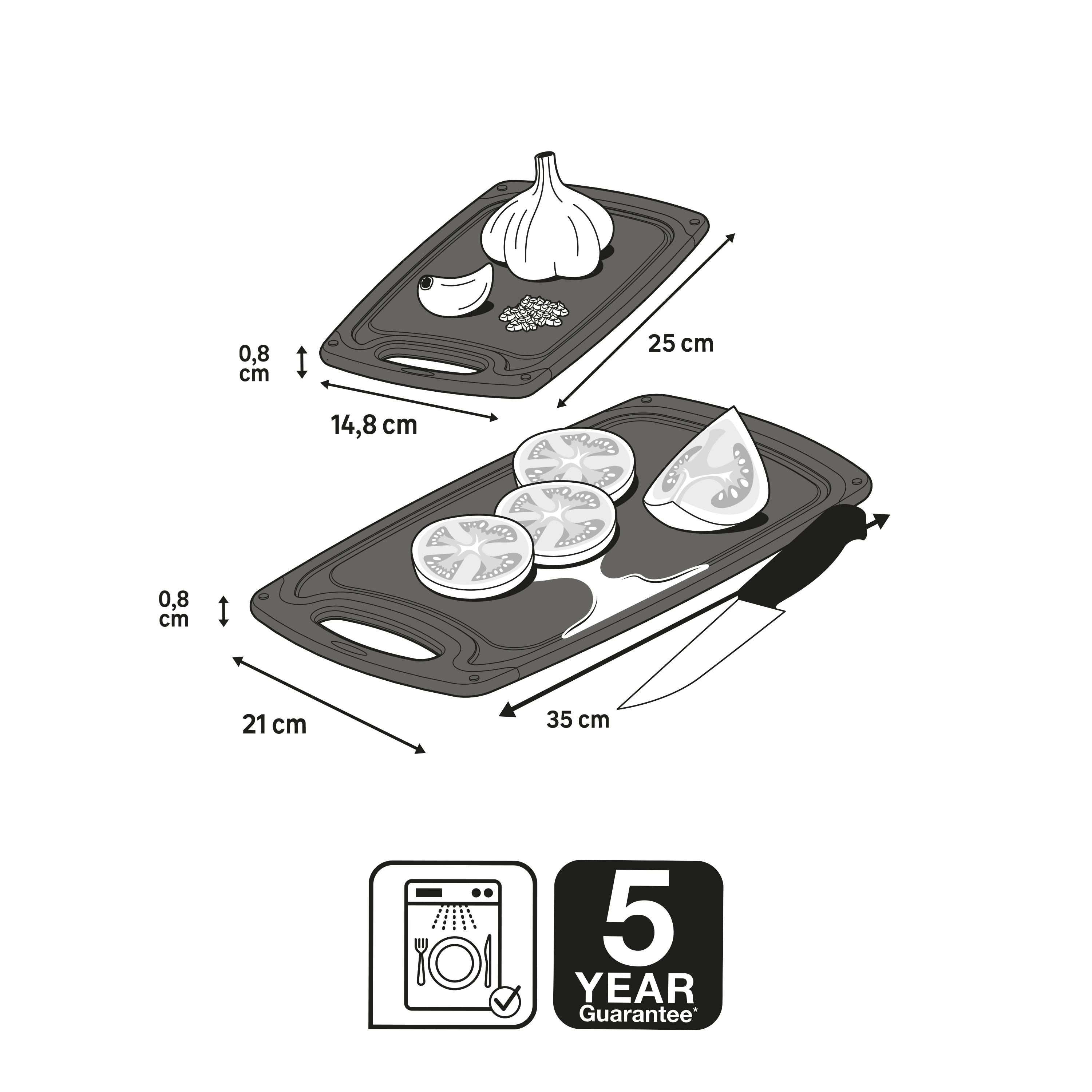 Set de 2 planches à découper noir l.35 + l.25, Ep.0.8 cm - 3
