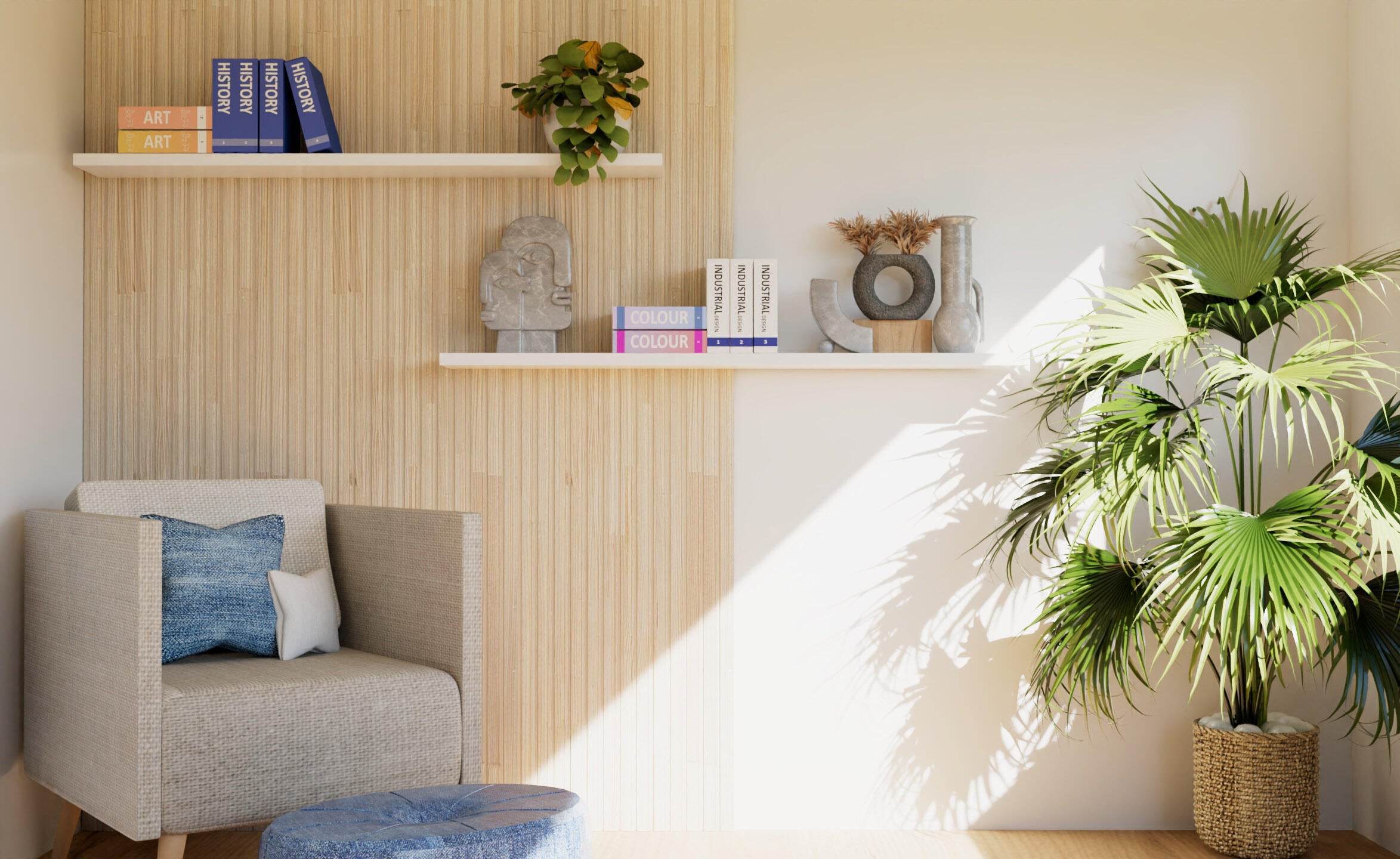 Revestimiento de pared palilleria efecto 3d madera pino ranurado de 240x60cm