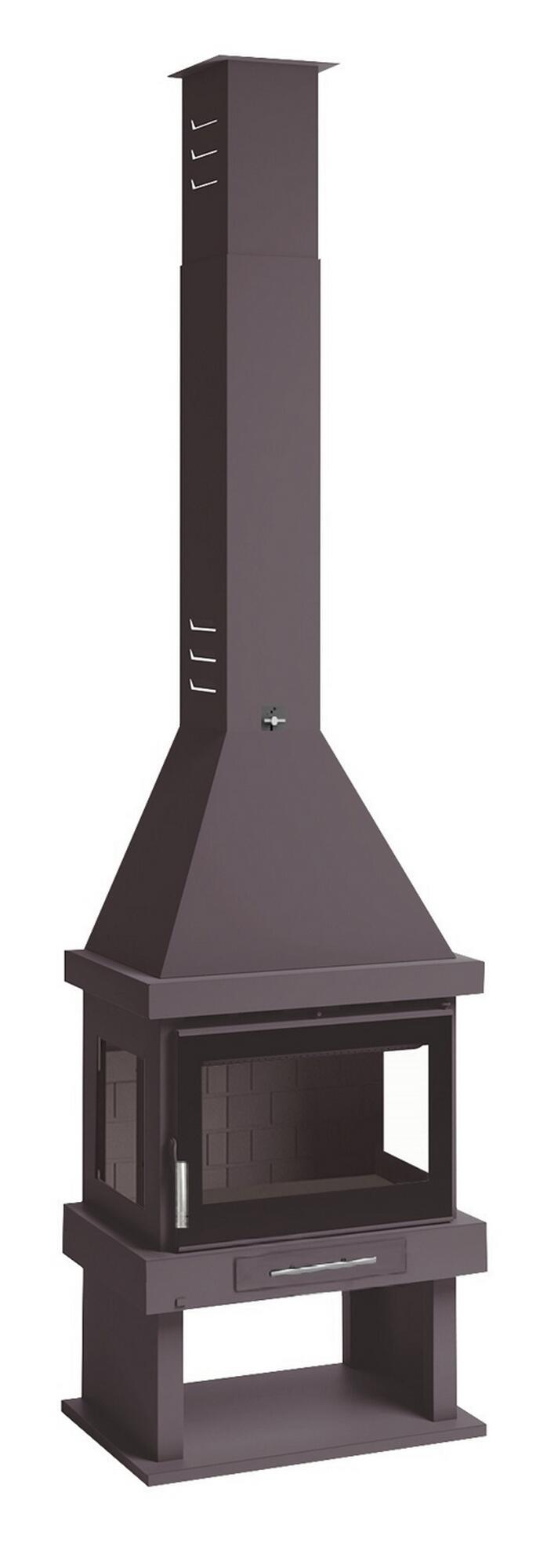 Chimenea de leña con turbina 3 caras bea c33f eco 11 kw