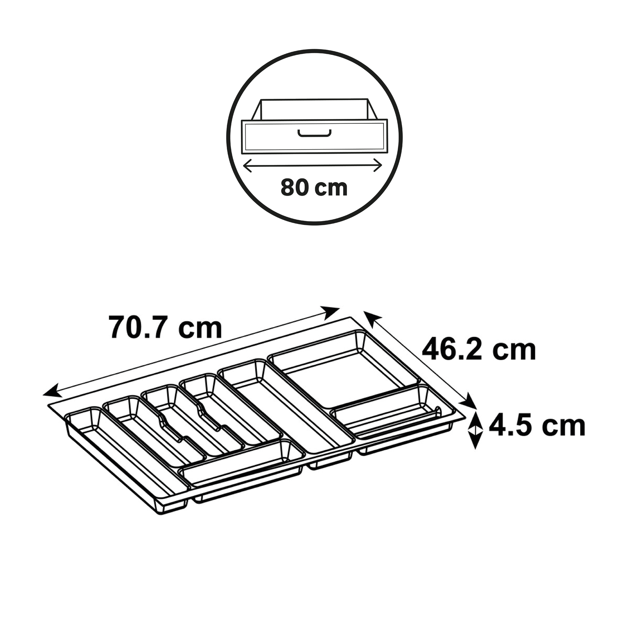 Porta-talheres Delinia para gaveta 80 cm cinza - 4