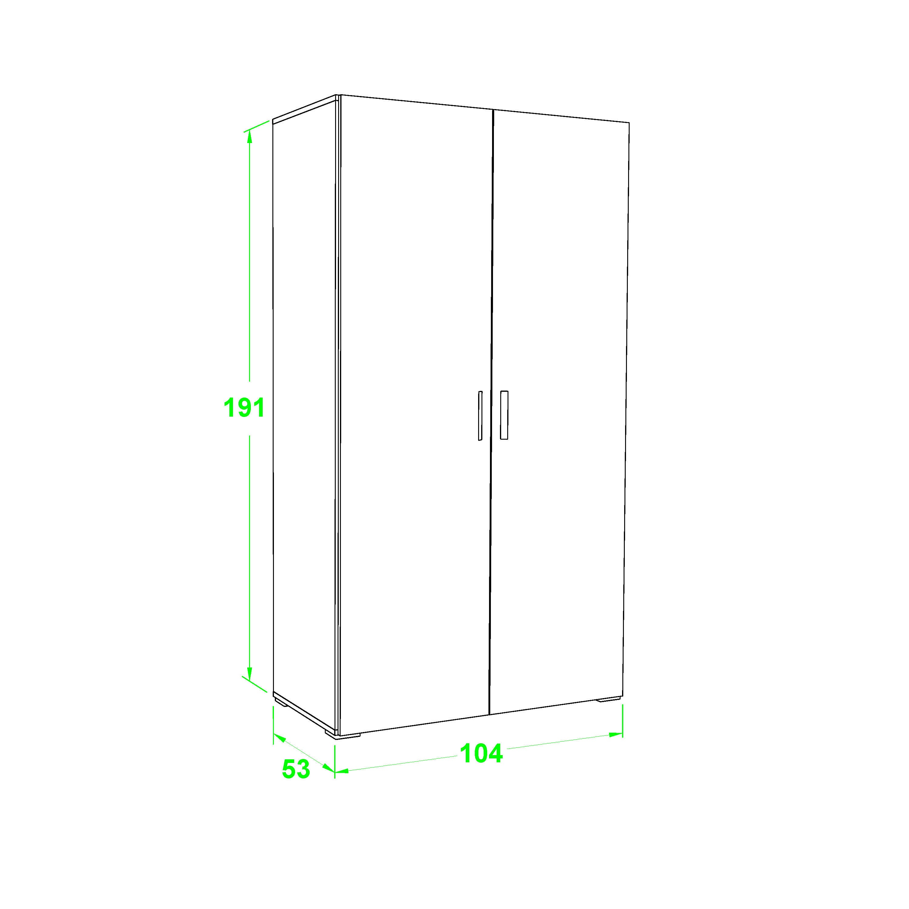 Roupeiro 2 portas carvalho 104x191x53 cm One - 6