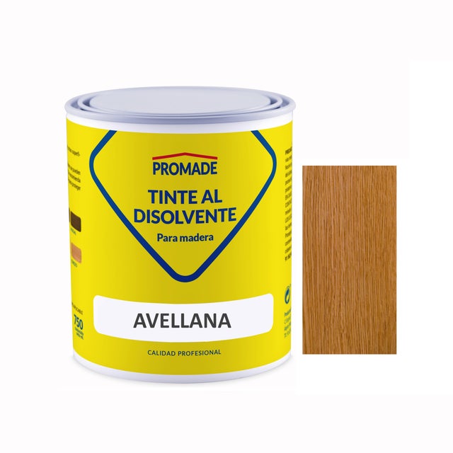 Tinte de madera interior PROMADE en color avellana, acabado mate para mobiliario líquido de 375 ml. Base disolvente.